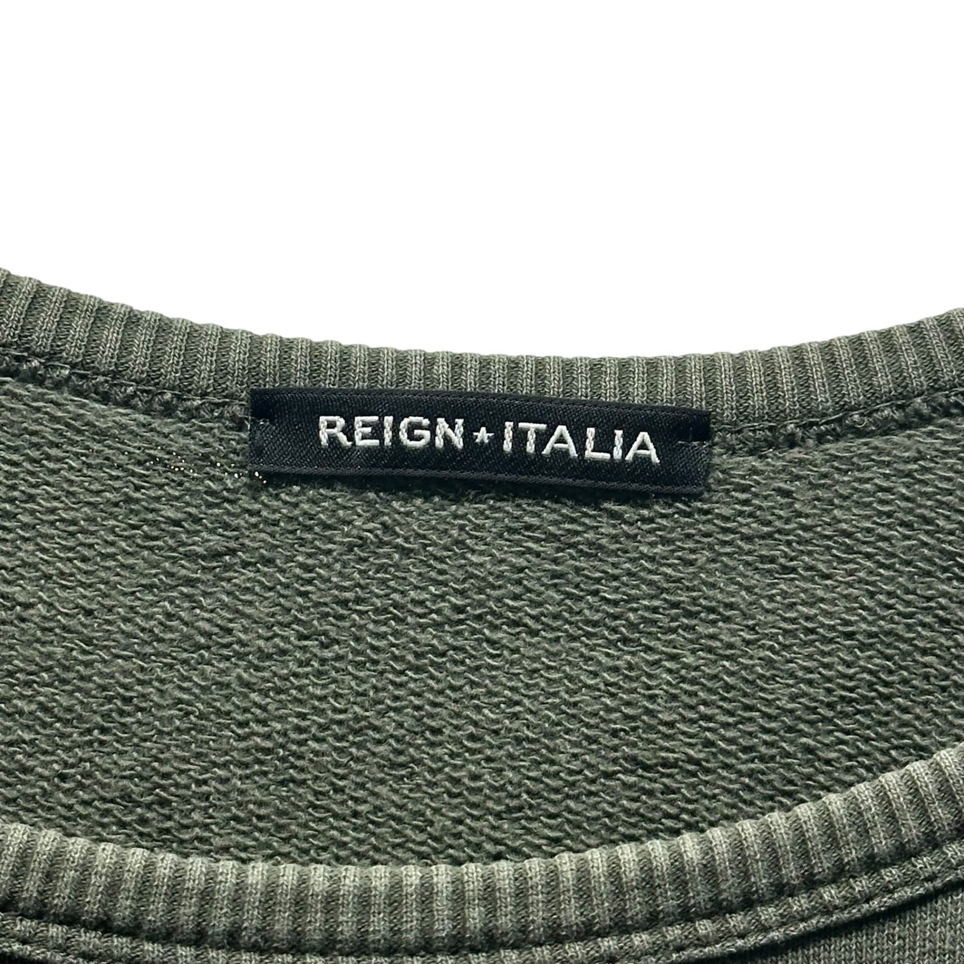 REIGN ITALIA(レインイタリア) Stitch and Print Sweatshirt ステッチ アンド プリント スウェット AF167 F060 4001 L カーキ