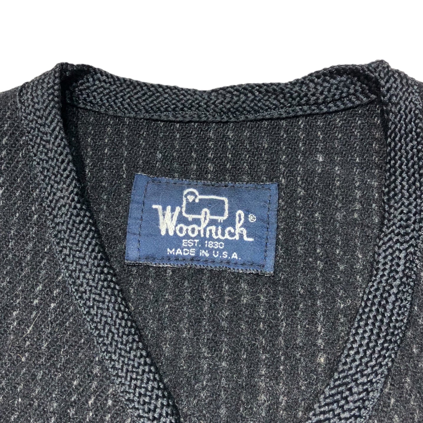 WOOLRICH(ウールリッチ) 80’s 4 pocket wool zip up vest 4ポケット ウール ジップ アップ ベスト 表記無し(M程度) グレー 80年代 USA製 ストライプ ヴィンテージ