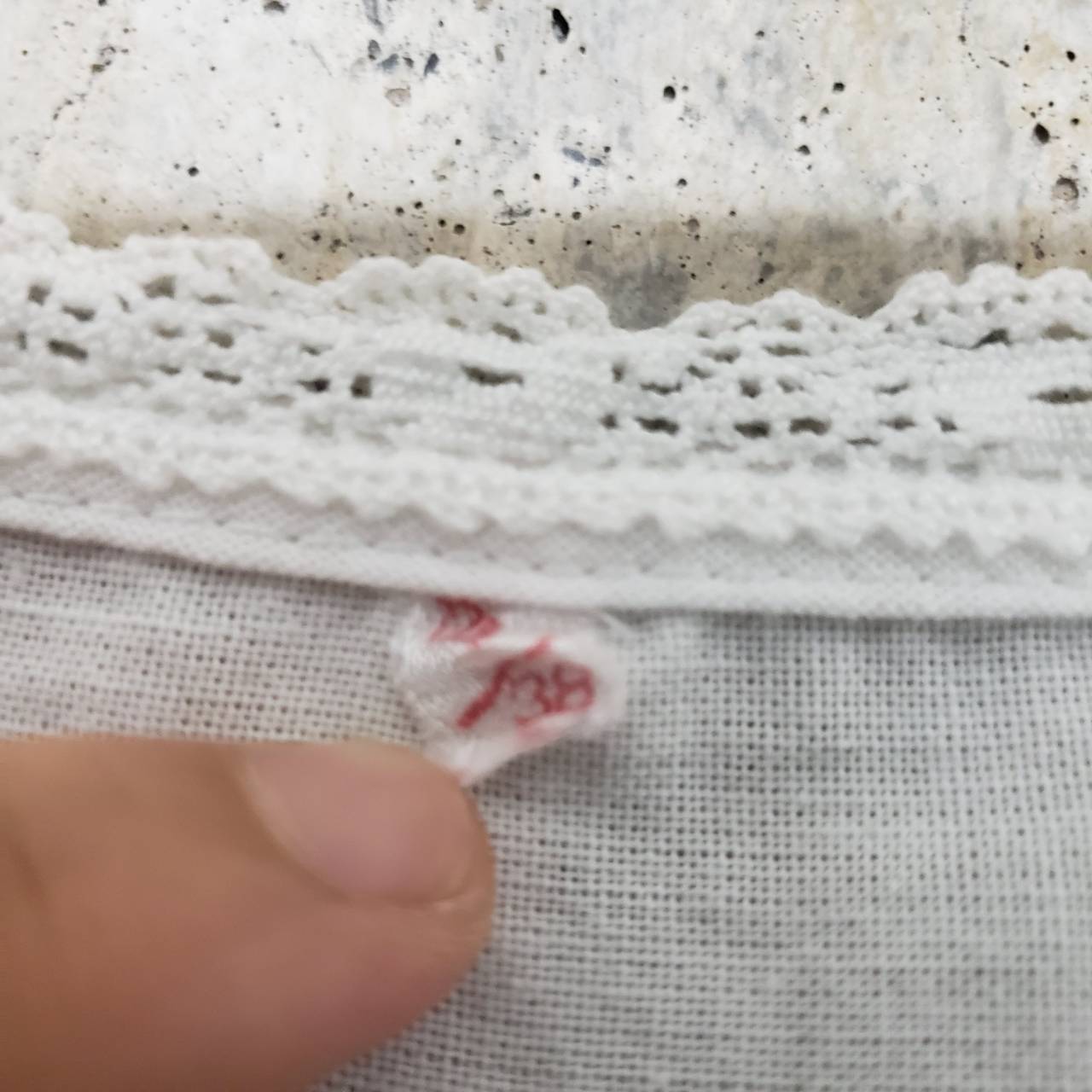 Euro Vintage(ヨーロッパヴィンテージ) 切りっぱなしBaumwollミニレースブラウス 40(Lサイズ程度) ホワイト