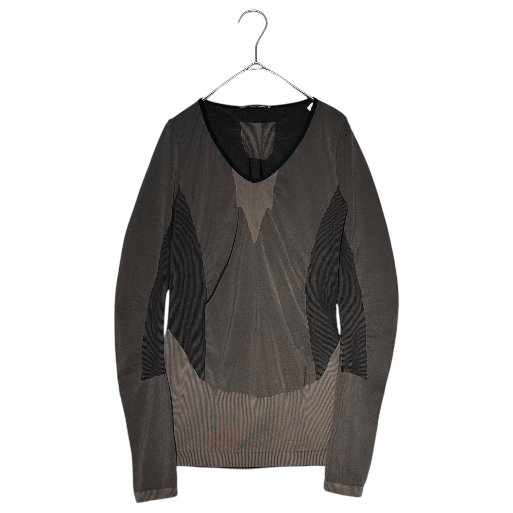 MARITHE FRANCOIS GIRBAUD(マリテフランソワジルボー) 00's Stretch long-sleeved cut and sewn ストレッチ 長袖 カットソー F7-6096 M ブラウン×ブラック