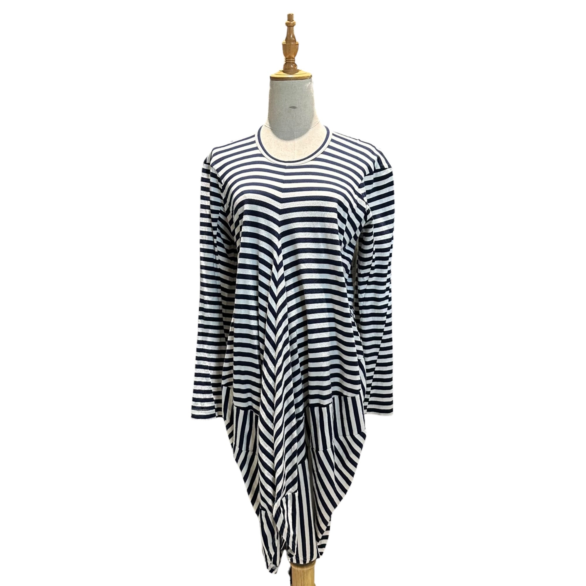 COMME des GARCONS JUNYA WATANABE(コムデギャルソンジュンヤワタナベ) 11SS Deformed border cut and sew dress 変形 ボーダー カットソー ワンピース JG-T003 M ホワイト×ネイビー AD2010