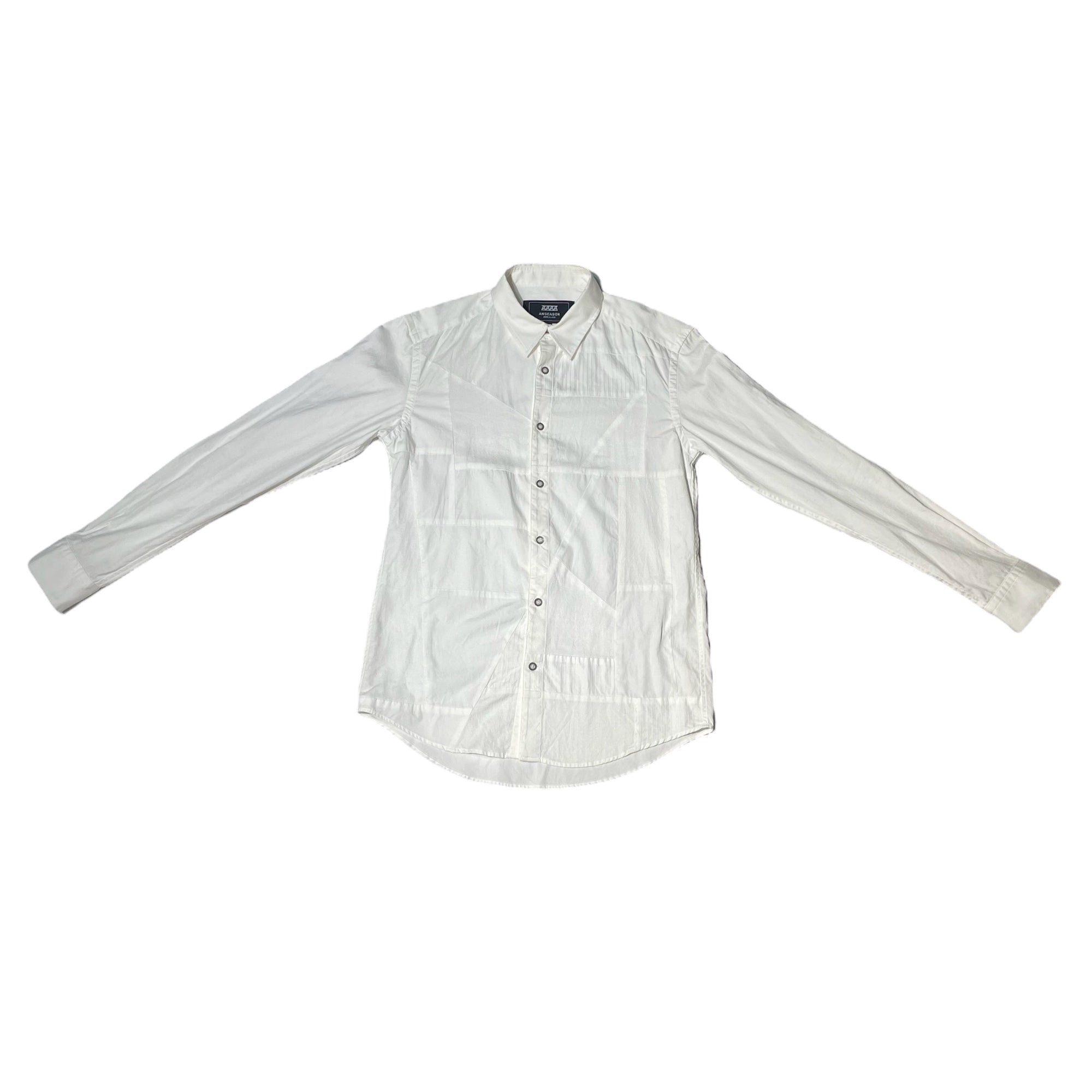 ANREALAGE(アンリアレイジ) flannel patchwork shirt パネル パッチワーク シャツ 46(M程度) ホワイト ANSEASON ANREALAGE