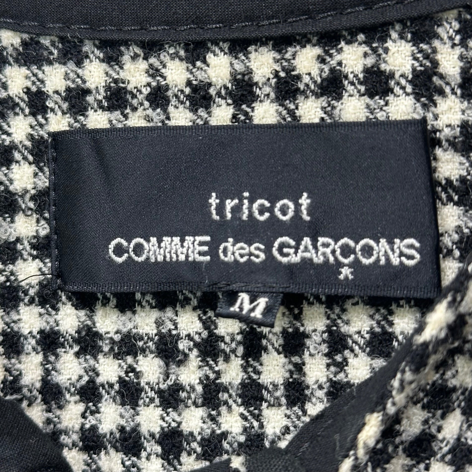 tricot COMME des GARCONS(トリココムデギャルソン) 12AW Fine check pattern Large buttons Wool and nylon One-piece dress チェック デカボタン ウール ナイロン 長袖 ワンピース TJ-O005 M ホワイト×ブラック AD2012