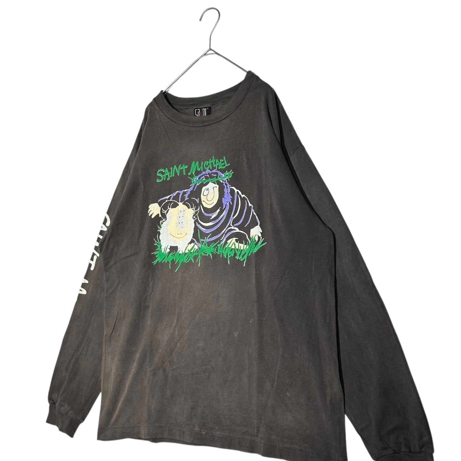 SAINT MICHAEL(セントマイケル) LS TEE SHEEP GORILLA 長袖 Tシャツ 羊 ゴリラ プリント ロンT SM-A21-0000-016 L ブラック