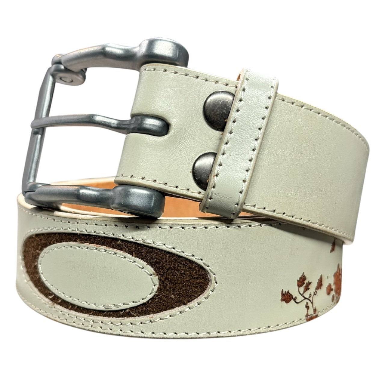 OAKLEY(オークリー) 00's leather craft buckle belt レザー クラフト バックル ベルト ホワイト Y2K 本革