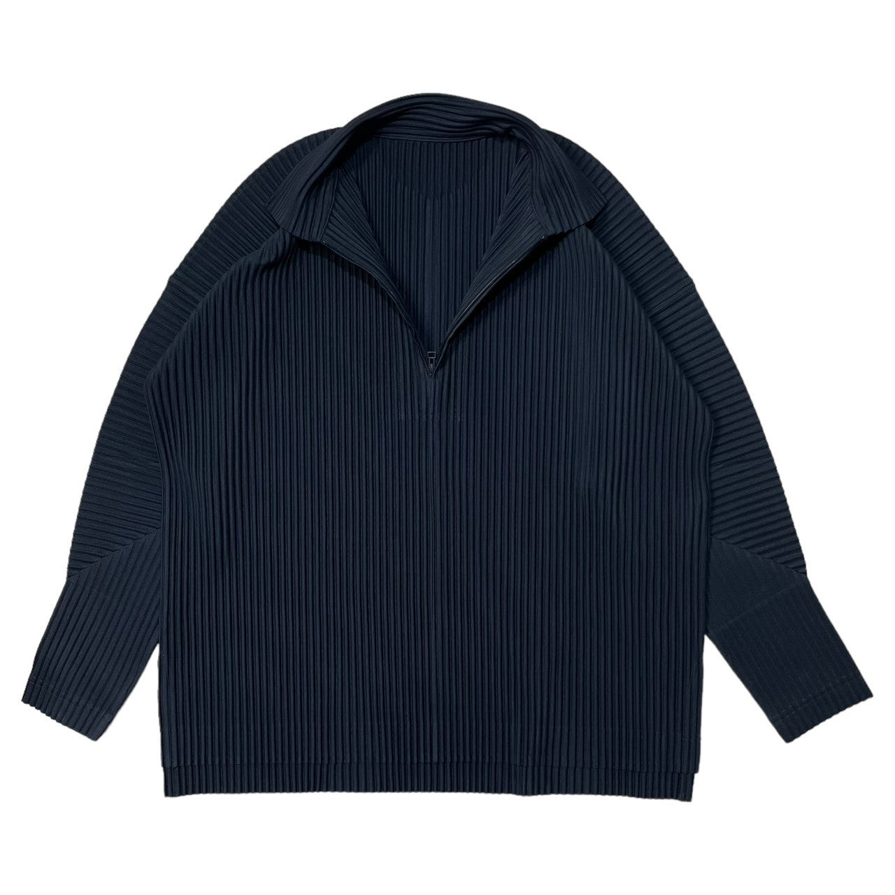 HOMME PLISSE ISSEY MIYAKE(オムプリッセイッセイミヤケ) HALF-ZIP PLEATS PULLOVER SHIRT ハーフジッププリーツプルオーバーシャツ HP13JM124 SIZE 2(M) ネイビー