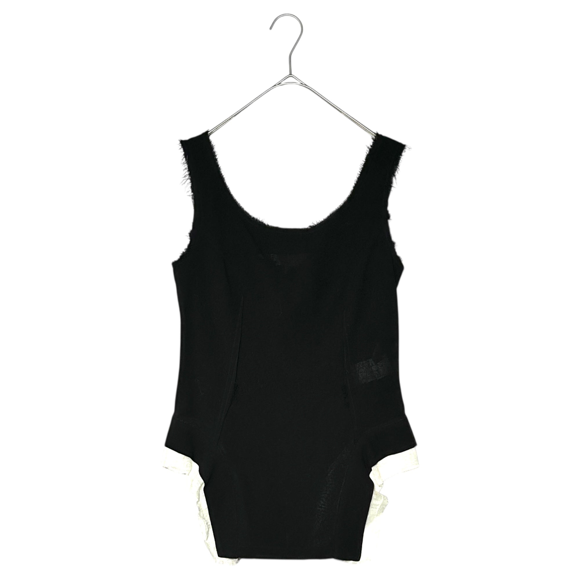 YOHJI YAMAMOTO(ヨウジヤマモト) Back zip sleeveless design cut and sew バックジップ ノースリーブ デザイン カットソー FG-B05-813 2(M程度) ブラック×ホワイト