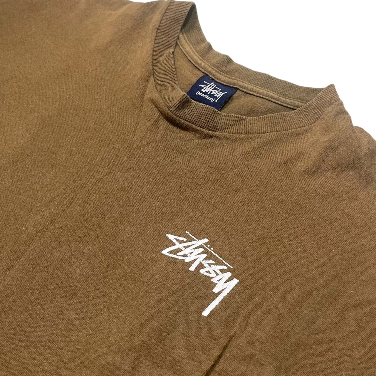 STUSSY(ステューシー) 90's~00's hibiscus & chimpanzee rider Tシャツ ハイビスカス チンパンジー ライダー 紺タグ SIZE M ブラウン 90~00年代 OLD STUSSY