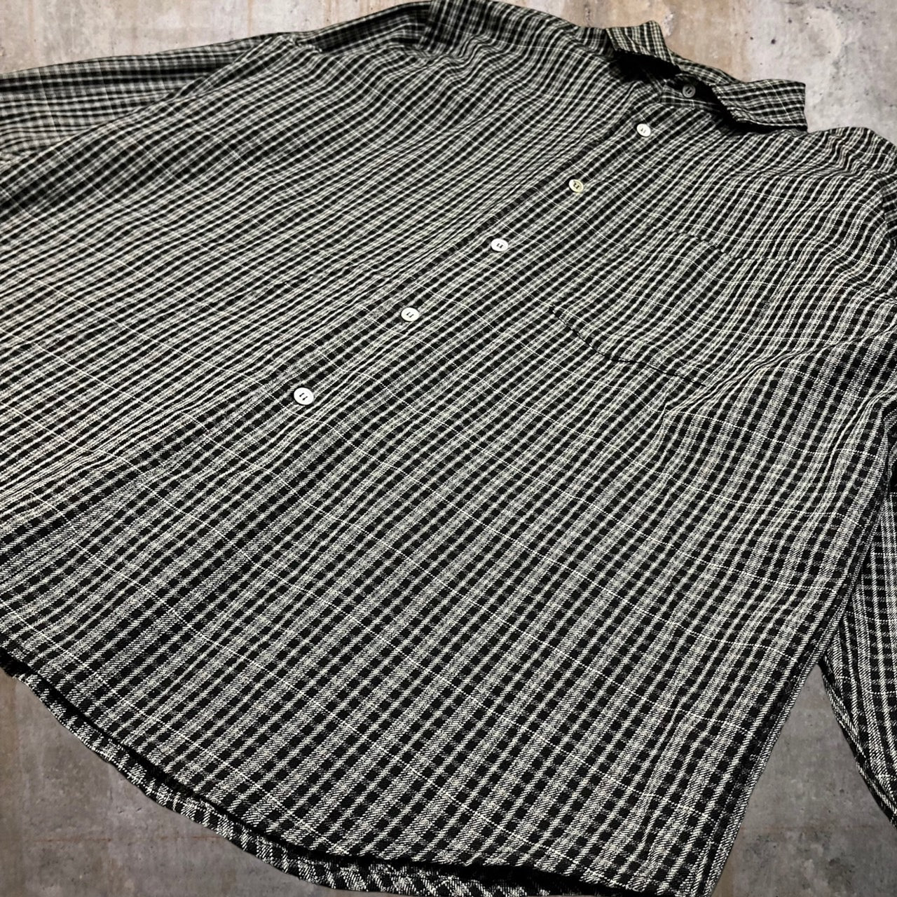 COMME des GARCONS HOMME PLUS(コムデギャルソンオムプリュス) 80's wide silhouette wool check shirt/ワイドシルエットウールチェックシャツ/80年代/ヴィンテージ PB-050010 SIZE FREE ブラック×ホワイト