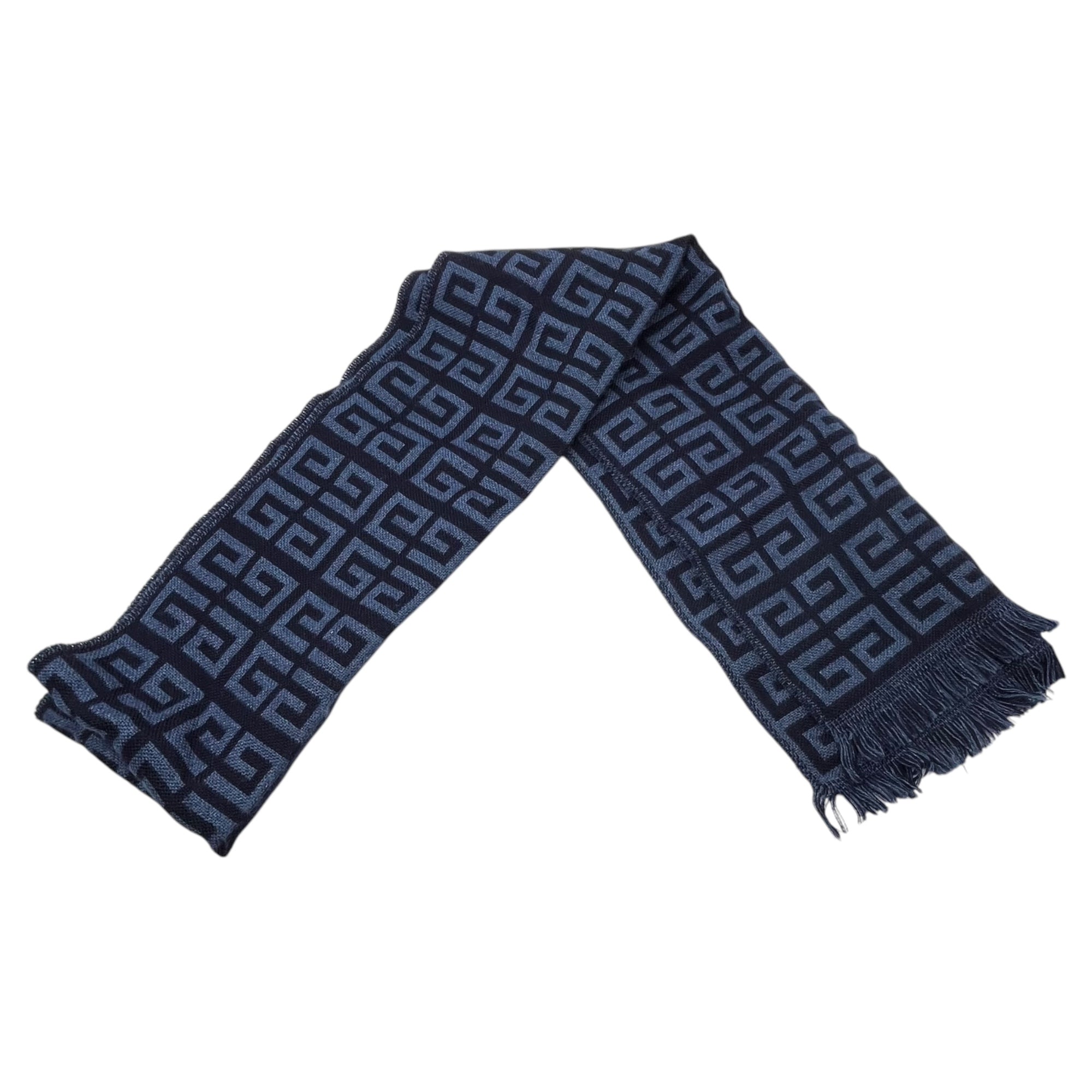 GIVENCHY(ジバンシィ) Monogram logo wool scarf モノグラム ロゴ ウール マフラー ネイビー イタリア製