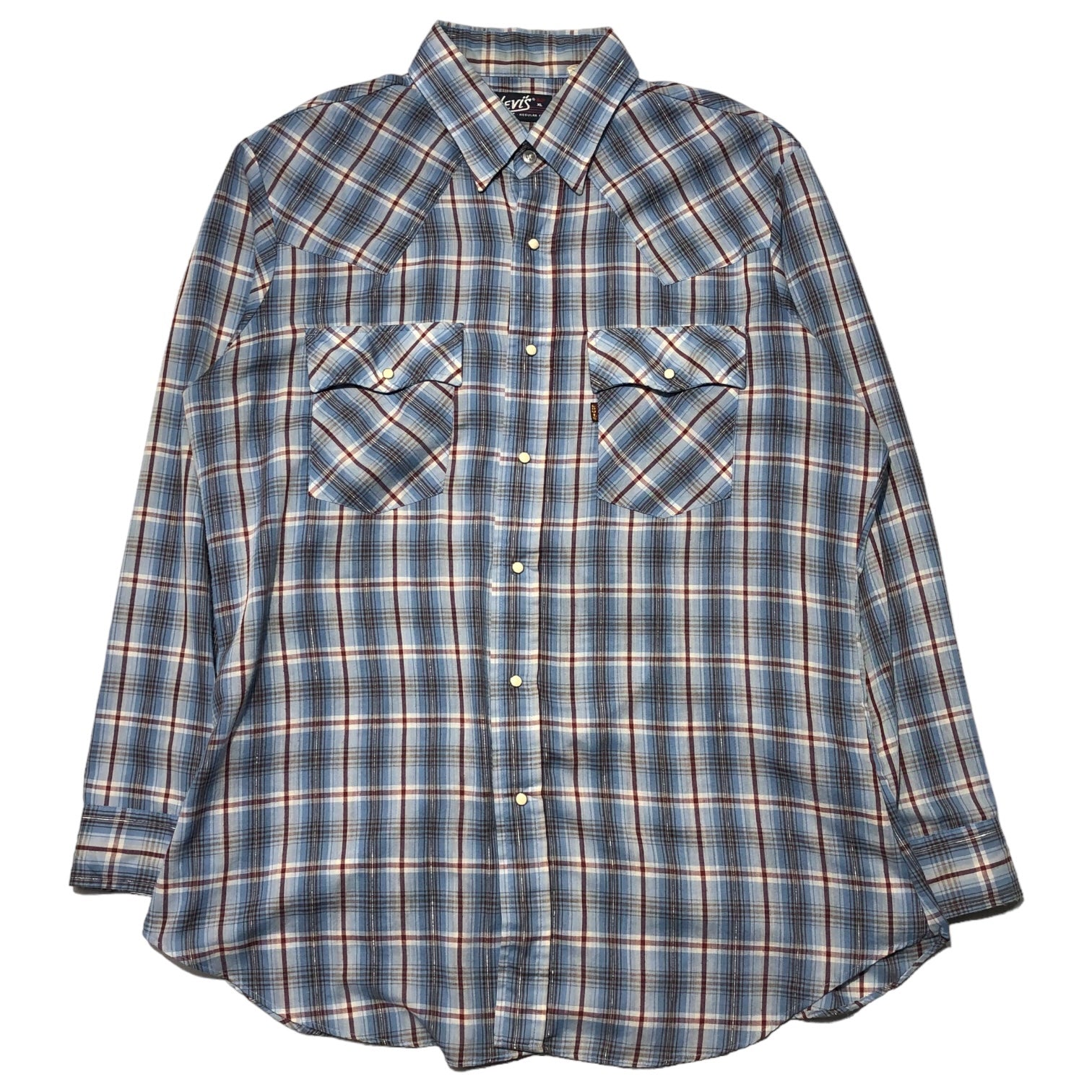 Levi's(リーバイス) 70’s western check shirt ウエスタン チェック シャツ 60648-2319 XL スカイブルー ヴィンテージ 70年代