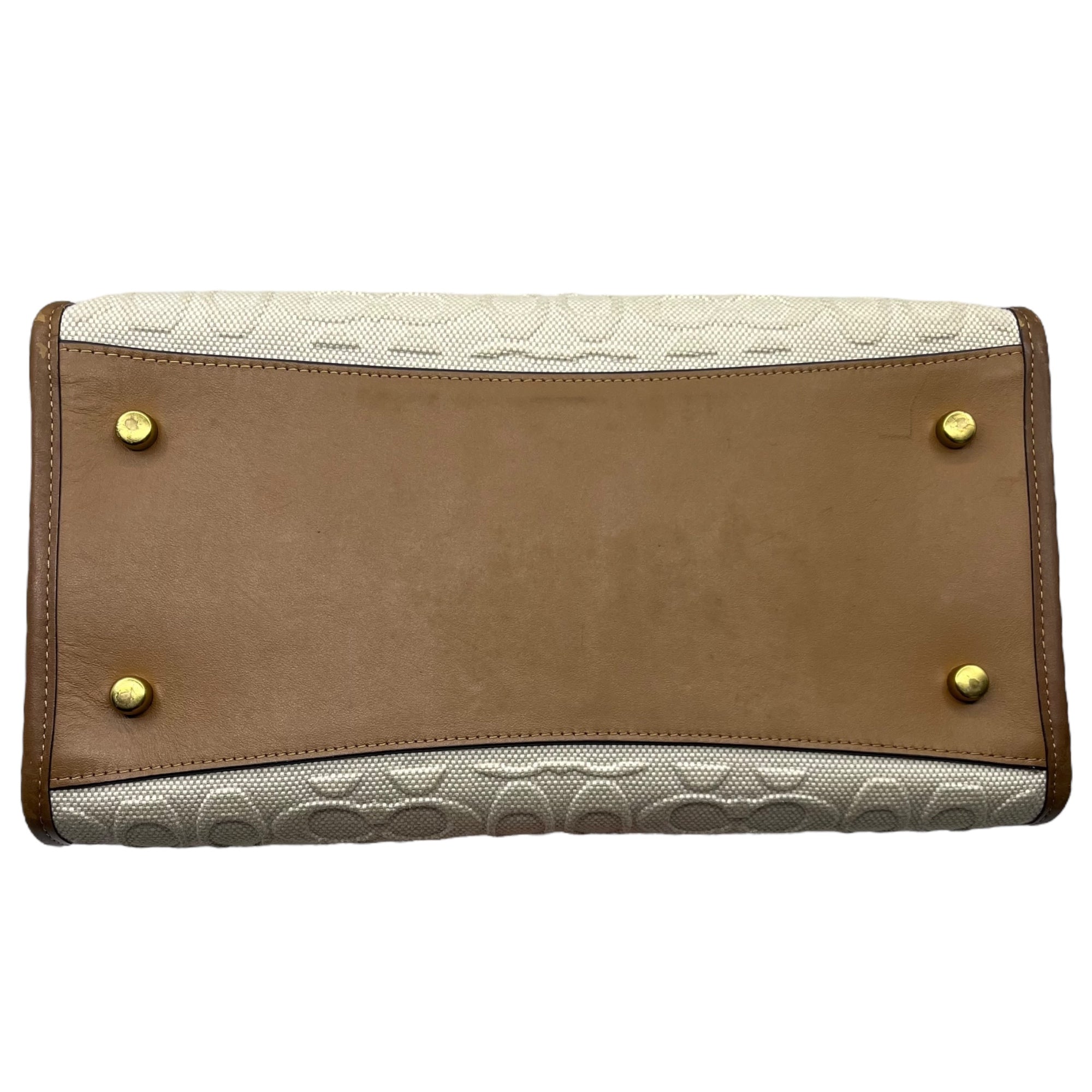 COACH(コーチ) CANBAS LIGHT SADDLE フィールド トート ブラス キャンバス ライト サドル 89165 アイボリー×ブラウン シグネチャー 2WAY ショルダー ハンド バッグ レザー