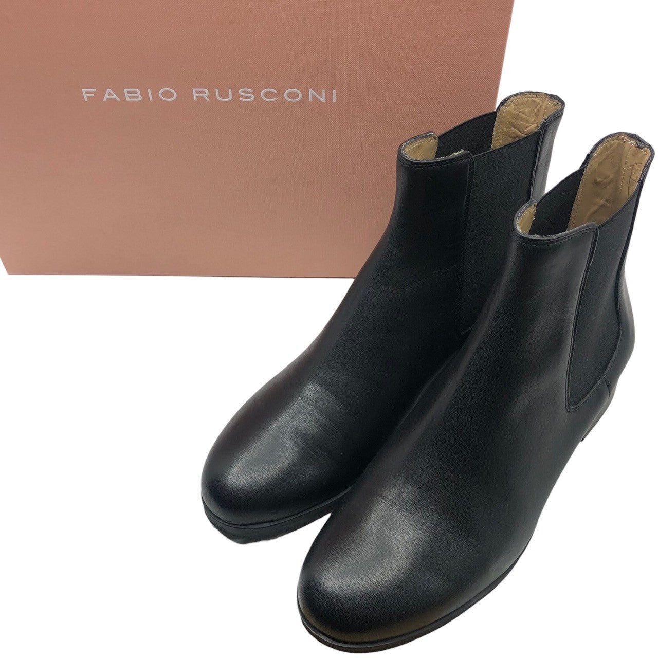 FABIO RUSCONI(ファビオルスコーニ) 23AW side gore short boots サイドゴア ショート ブーツ チェルシー I-1118-CORTINA 38(24.0cm) ブラック 箱付