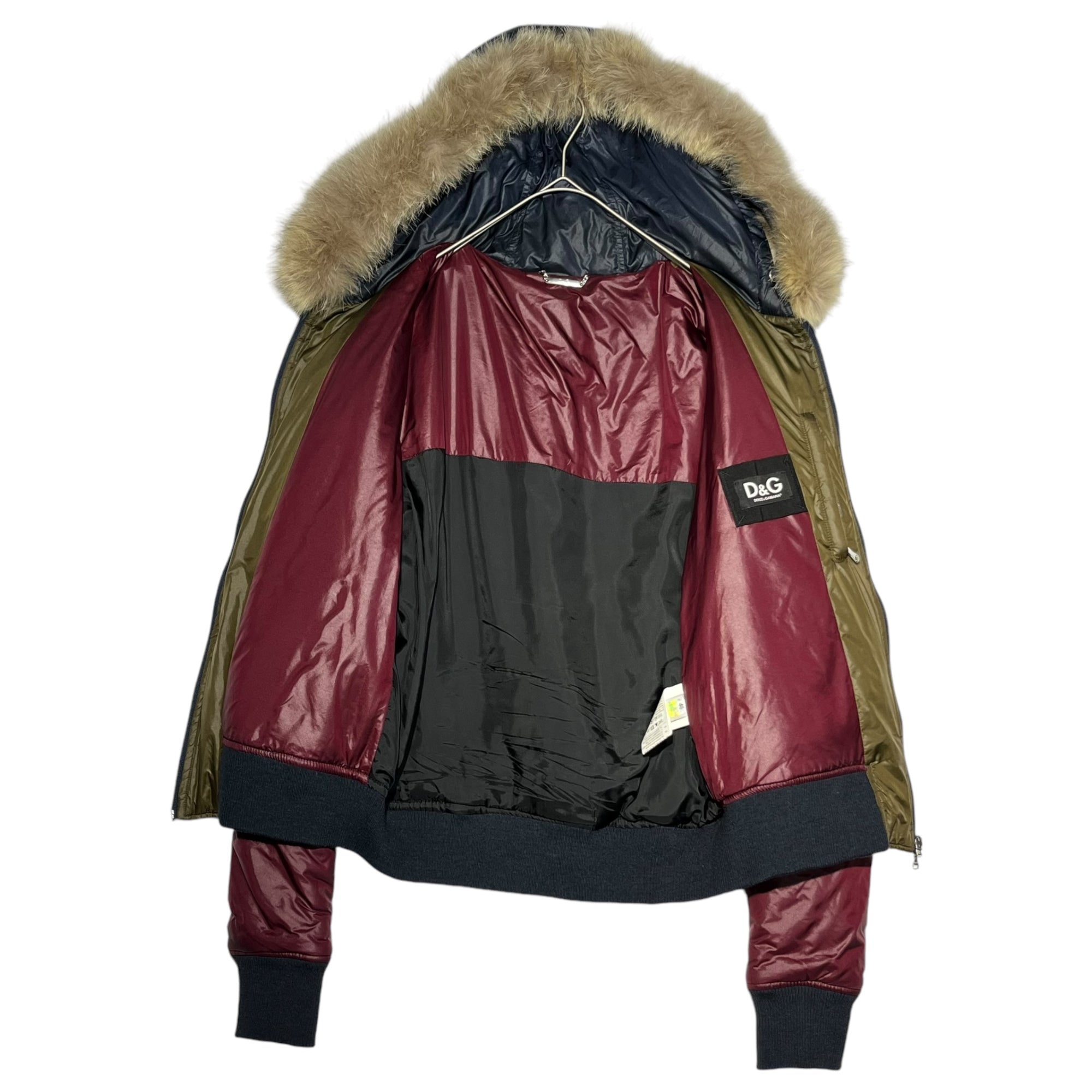 D&G(ディー&ジー ドルガバ ドルチェ&ガッバーナ) 00's Multicolor Hooded Fur Paddet Jacket マルチカラー フーデット ファー付 中綿 ジャケット RB0446 46(M程度) マルチカラー