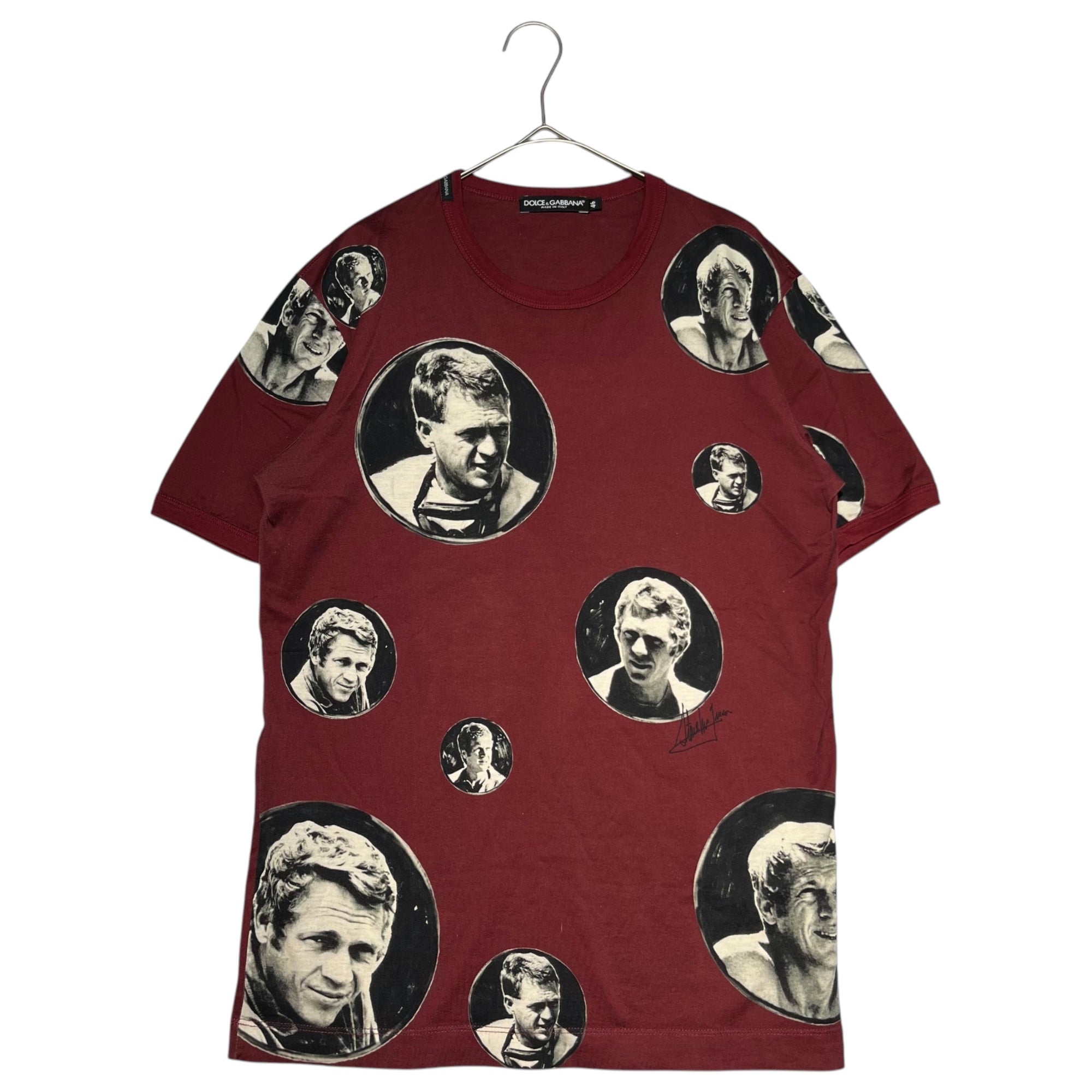 DOLCE&GABBANA(ドルチェ&ガッバーナドルガバ) ”Steve Mcqueen” face print TEE フェイス プリント Tシャツ  G8FE6T G7CAY 46(M程度) レッド