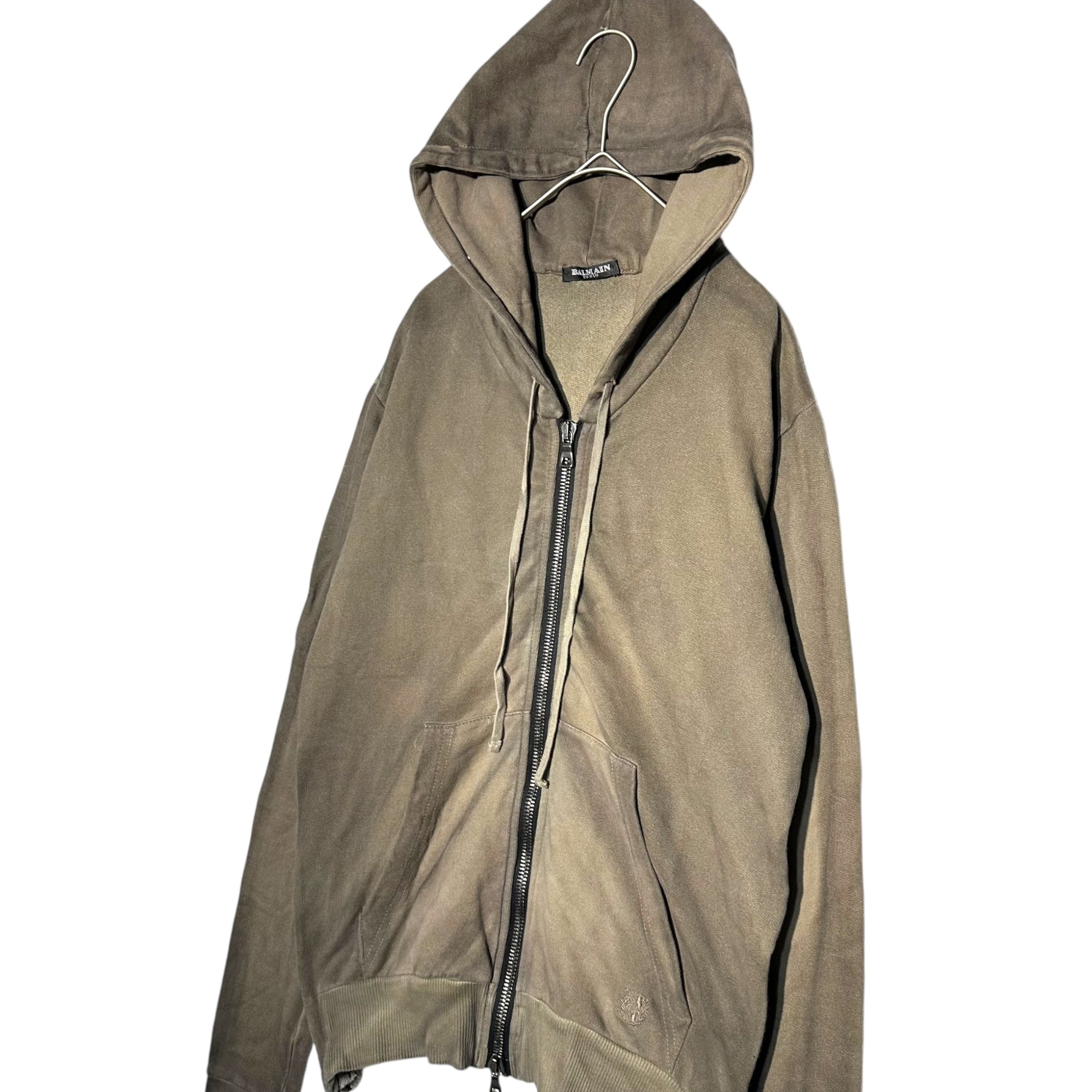 BALMAIN HOMME(バルマンオム) Side Zip Garment Dye Parka サイドジップ ガーメントダイ パーカー J643 B558B S ブラウン 製品染め