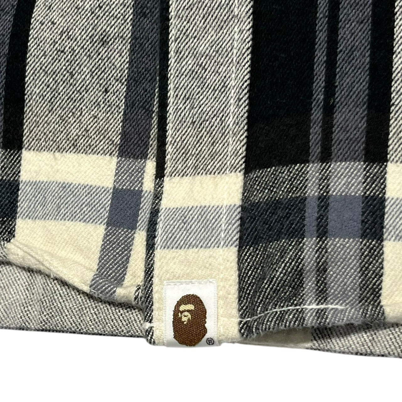 BAPE BY A BATHING APE(ベイプ バイ アベイシングエイプ) 00's tartan check flannel shirt タータンチェック フランネル シャツ L ネイビー×グレー 厚手 ジャケット