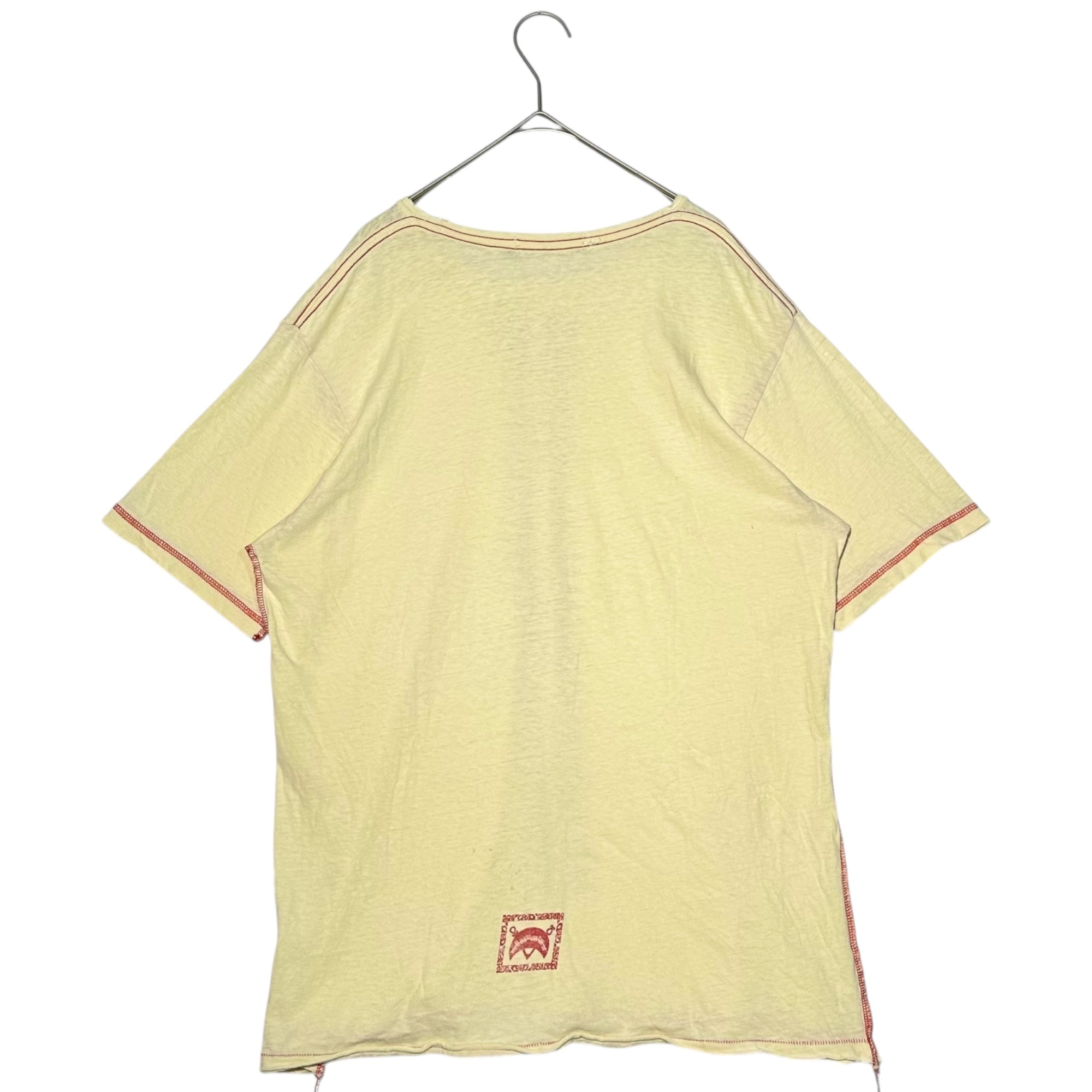 UNDERCOVERISM(アンダーカバイズム) 03SS Scab Distressed Finish Center GIZ Pattern Crew Neck T-Shirt ダメージ加工 センター GIZ 柄 クルーネック Tシャツ M アイボリー×レッド