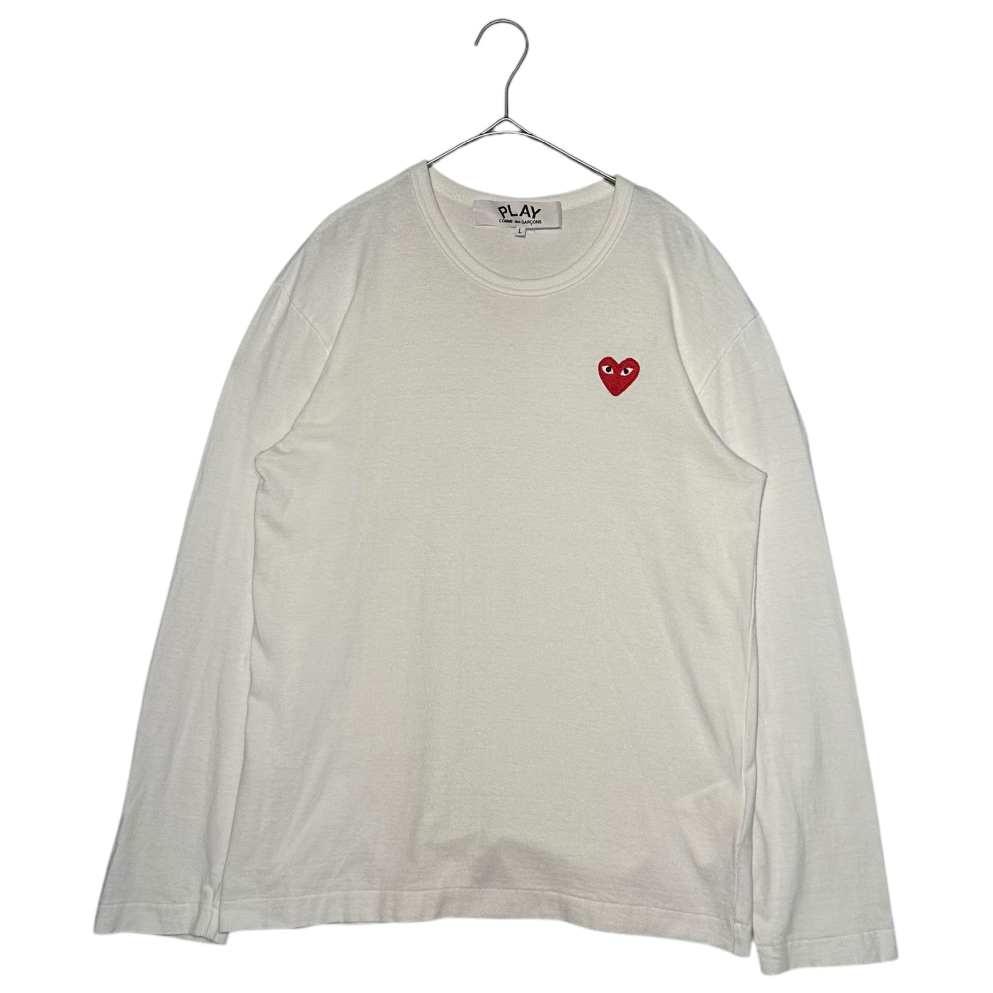 PLAY COMME des GARCONS(プレイコムデギャルソン) Heart Logo L/S TEE ハート ロゴ 長袖 Tシャツ AZ-T118 L ホワイト AD2019/12 カットソー