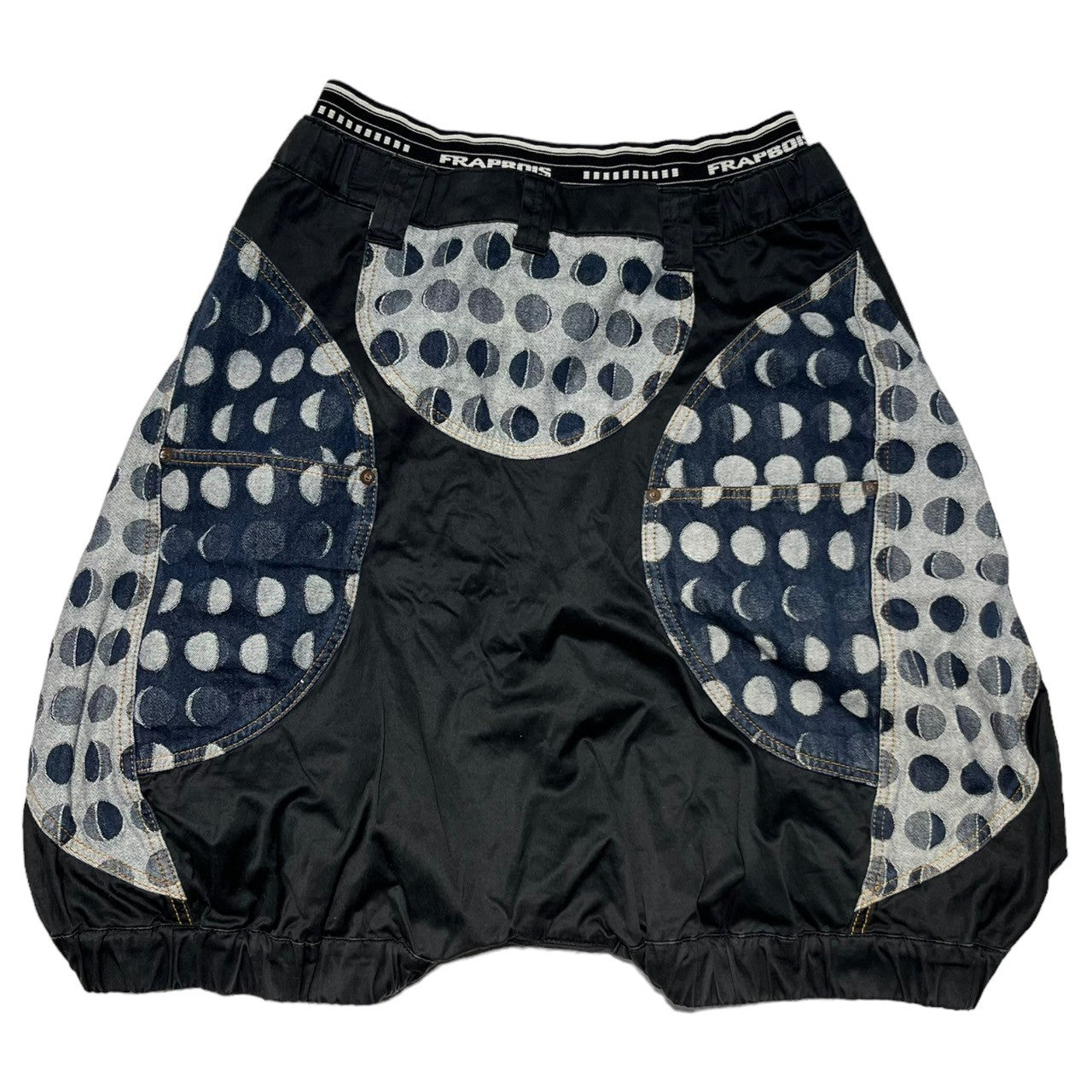 FRAPBOIS(フラボア) Dot sarouel balloon shorts ドット柄 サルエル バルーン ショーツ B1523RFP023 0 ブラック×インディゴ ショート ハーフ パンツ ダブルウエスト