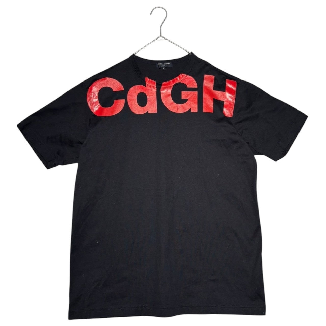 COMME des GARCONS HOMME(コムデギャルソンオム) 18SS CdGH paint print crew neck T-shirt ロゴ プリント Tシャツ HA-T008 L ネイビー×レッド AD2017