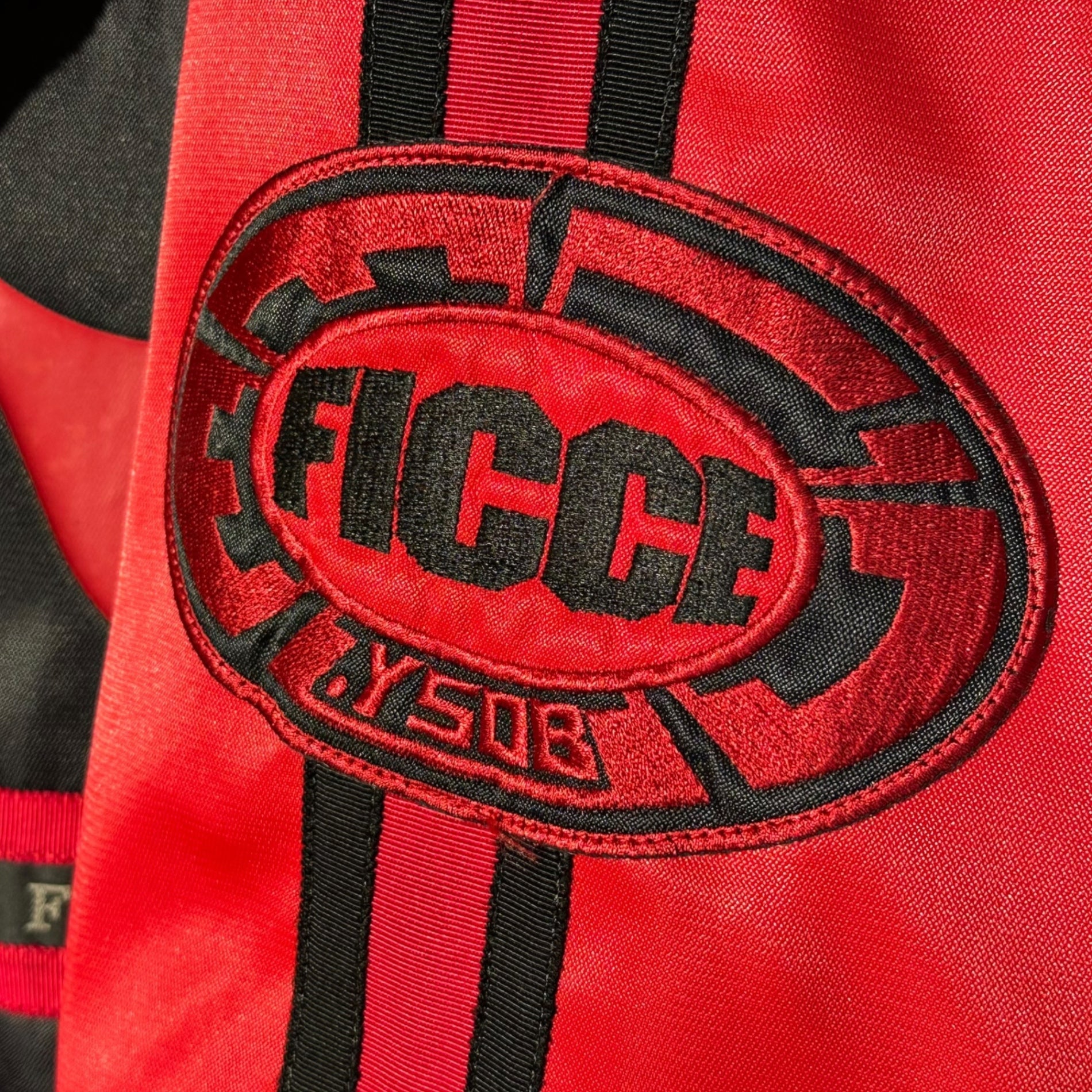 FICCE JEANS(フィッチェジーンズ) 00’s Nylon Racing Hooded Jacket ナイロン レーシング フーデッド ジャケット JRAV-07 表記無(FREE) ブラック×レッド Y2K マウンテンパーカー ドン小西ブランド