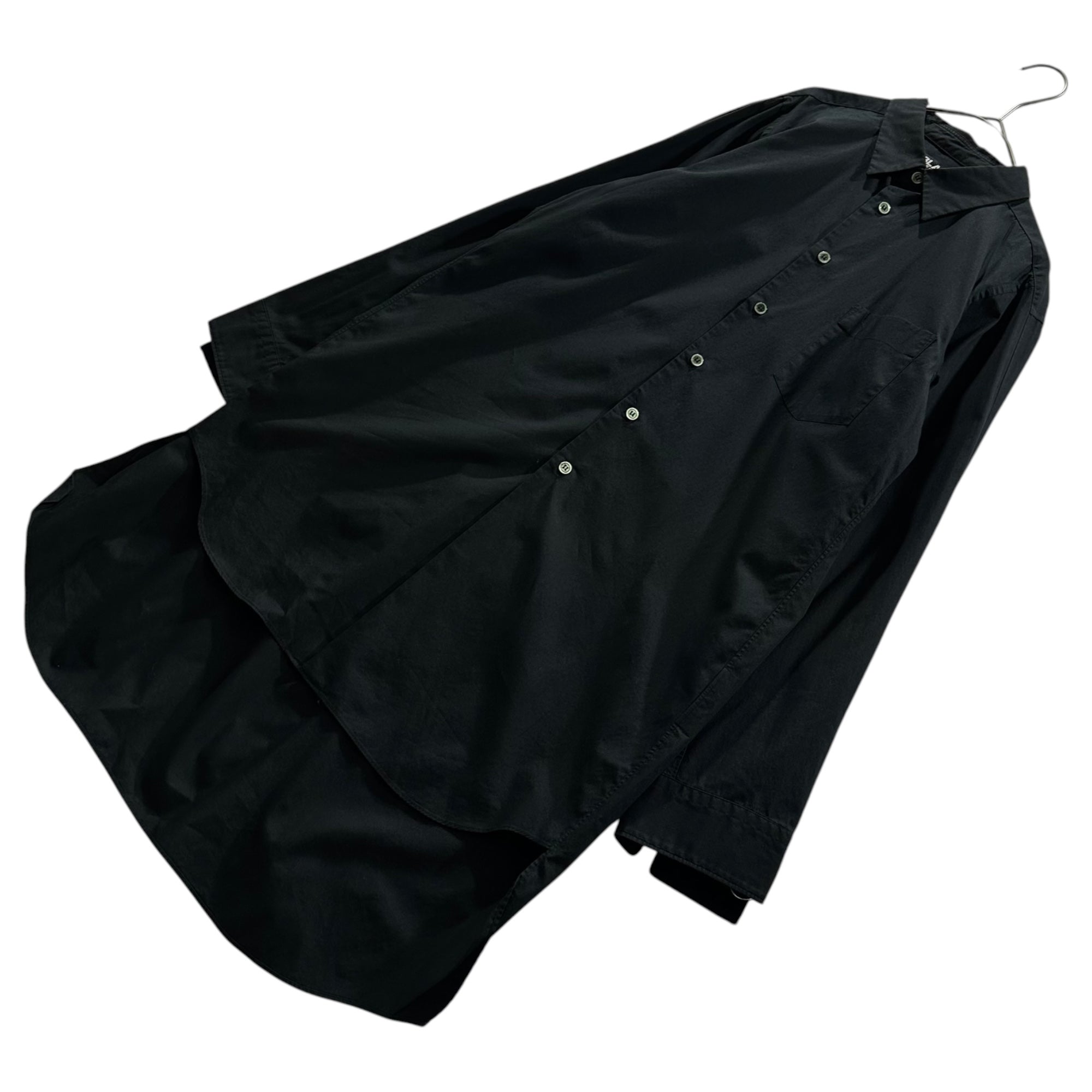 BLACK COMME des GARCONS(ブラックコムデギャルソン) 2019AW Regular-Collared Cotton Long Shirt レギュラーカラー コットン ロング シャツ 1D-B005 M ブラック AD2019
