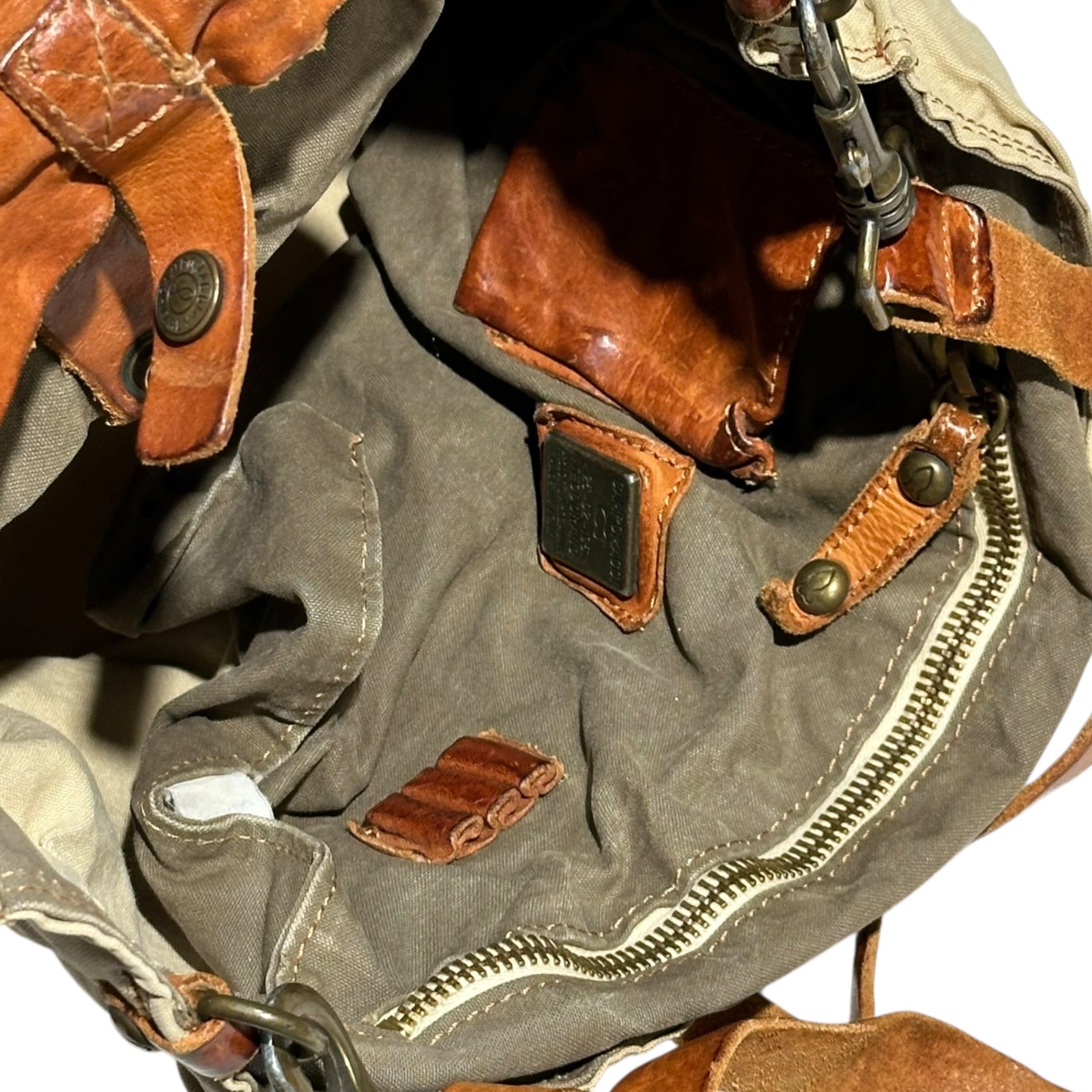 CAMPOMAGGI(カンポマッジ) 2WAYキャンバスショルダーバッグ ベージュ×ブラウン