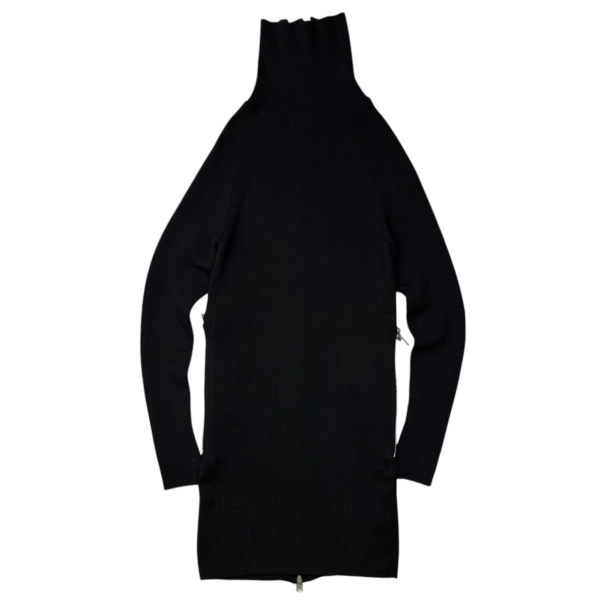 LIMI feu(リミフゥ) SOFT WOOL TURTLENECK PULLOVER DRESS WITH FASTENER ソフトウール タートルネック プルオーバー ワンピース LJ-K11-161 2 ブラック ファインメリノウール