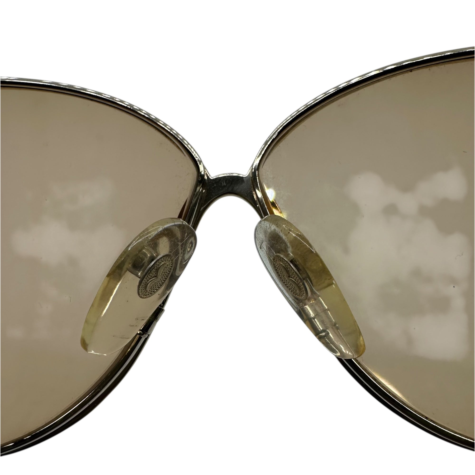 YVES SAINT LAURENT(イヴサンローラン) 80's Stained Glass Design Butterfly Sunglasses ステンドグラス デザイン バタフライ サングラス - シルバー×ブラウン 推定80年代 ヴィンテージ メガネ 眼鏡