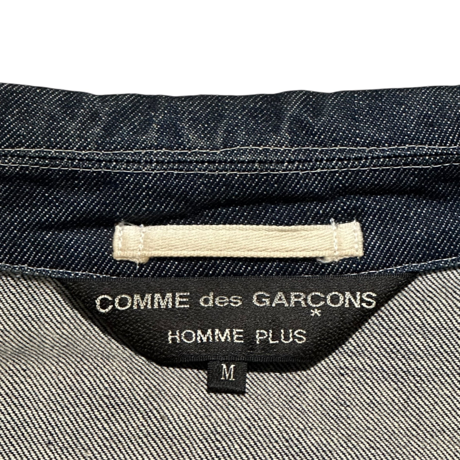 COMME des GARCONS HOMME PLUS(コムデギャルソンオムプリュス) 02SS Fluorescent denim cut zip-up swing top jacket 蛍光期 デニム 切替 ジップアップ スイングトップ ジャケット PE-J086 M インディゴ×ブラック AD2001