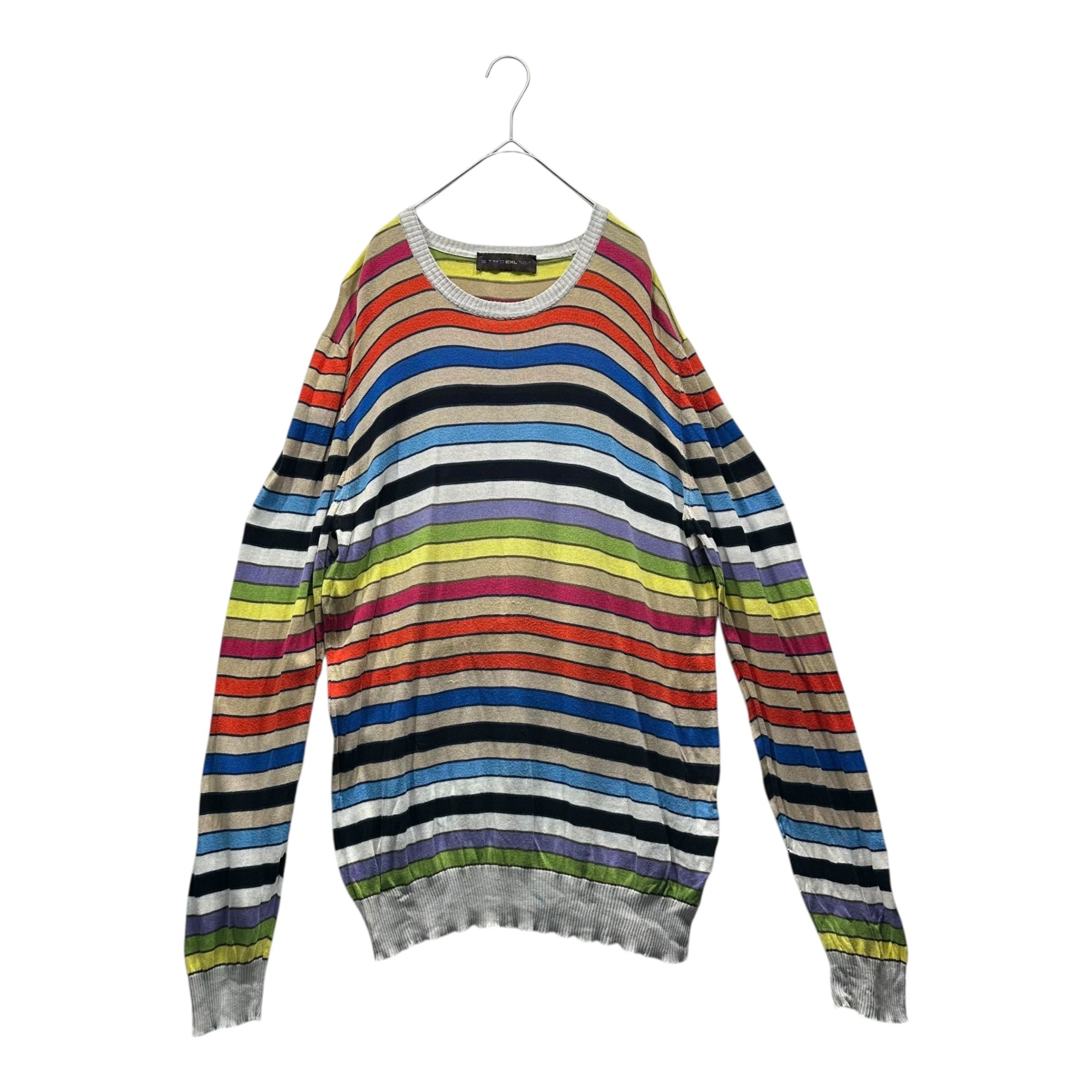 ETRO(エトロ) Multi-Border Crew Neck Knit マルチボーダー クルーネック ニット 2XL マルチカラー
