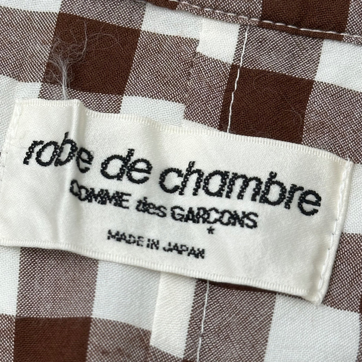robe de chambre COMME des GARCONS(ローブドシャンブルコムデギャルソン) 1999SS Gingham-Check Rayon Shirt Jacket ギンガム チェック レーヨン シャツ ジャケット RJ-100220 FREE ブラウン×ホワイト AD1998 90s アーカイブ
