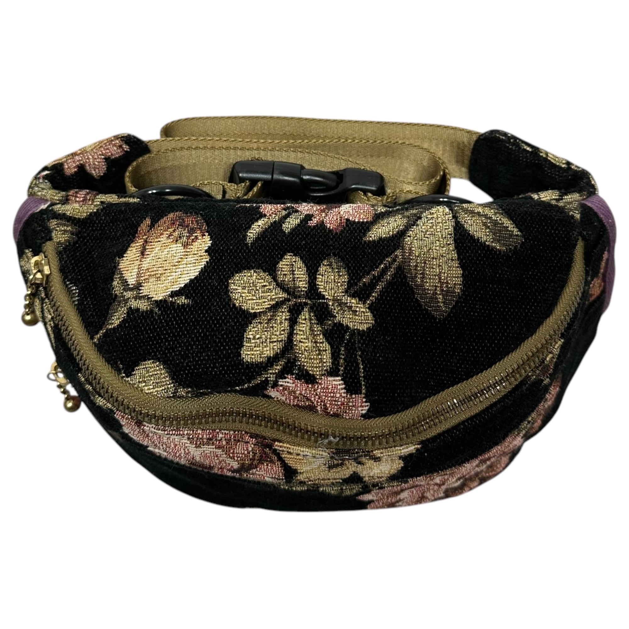 VOO(ヴォー) gobelins waist pouch ゴブラン ウエスト ポーチ ブラック 斜め掛け ショルダーバッグ 花柄
