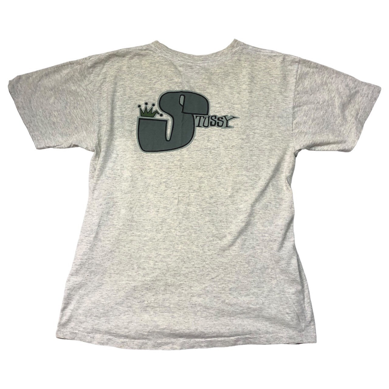 STUSSY(ステューシー) 80’s VINTAGE big S logo ビッグエス ロゴ Tシャツ 黒タグ SIZE L ライトグレー×グレー 80年代 OLD STUSSY ショーンフォント