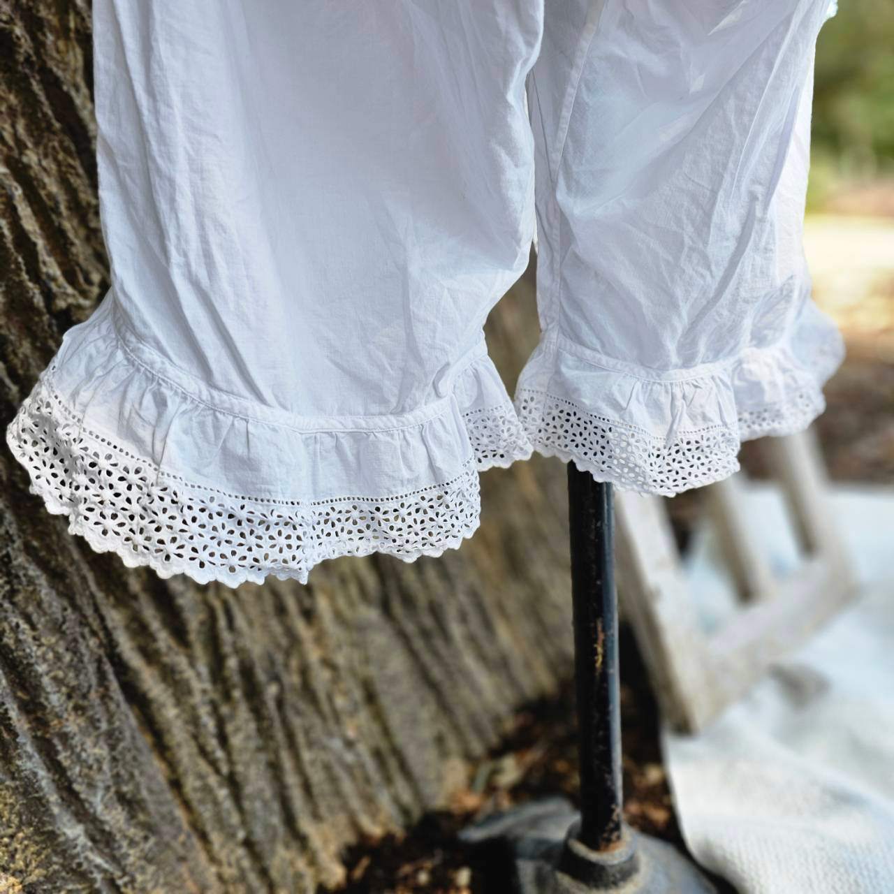 VINTAGE(ヴィンテージ) white drawers cotton pants コットンのレース付きドロワーズパンツ FREE/約W:36cm,H:60cm,丈:67cm ホワイト