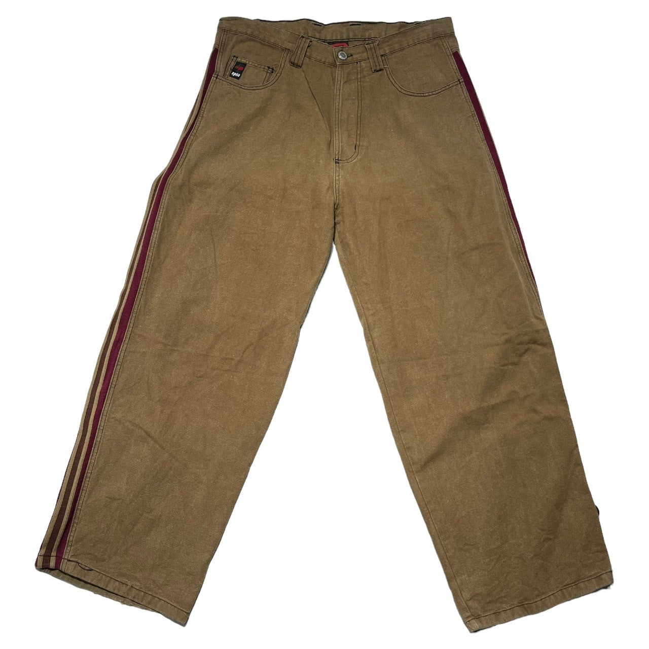 split(スプリット) 90~00's SIDE LINE WORK PANTS サイドライン ワークパンツ M ブラウン×ボルドー