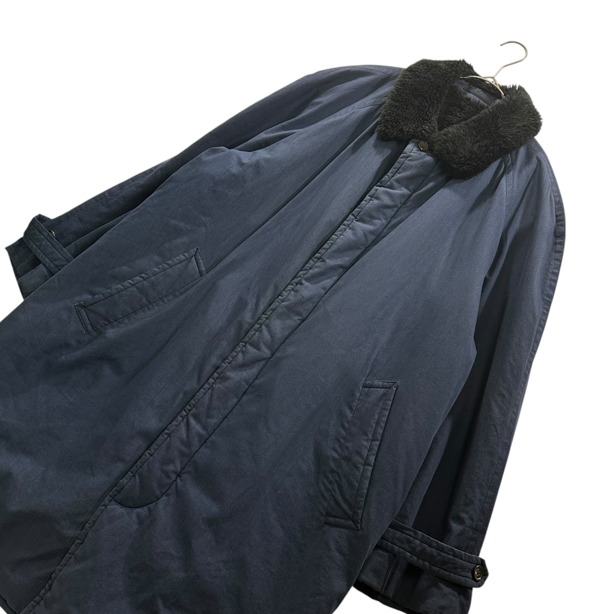 COMME des GARCONS HOMME(コムデギャルソンオム) 81AW-83AW ”Big-HOMME” Boa Stand-Collar Coat デカオム ボア ステンカラー コート HC-080080 M ネイビー 80年代 アーカイブ