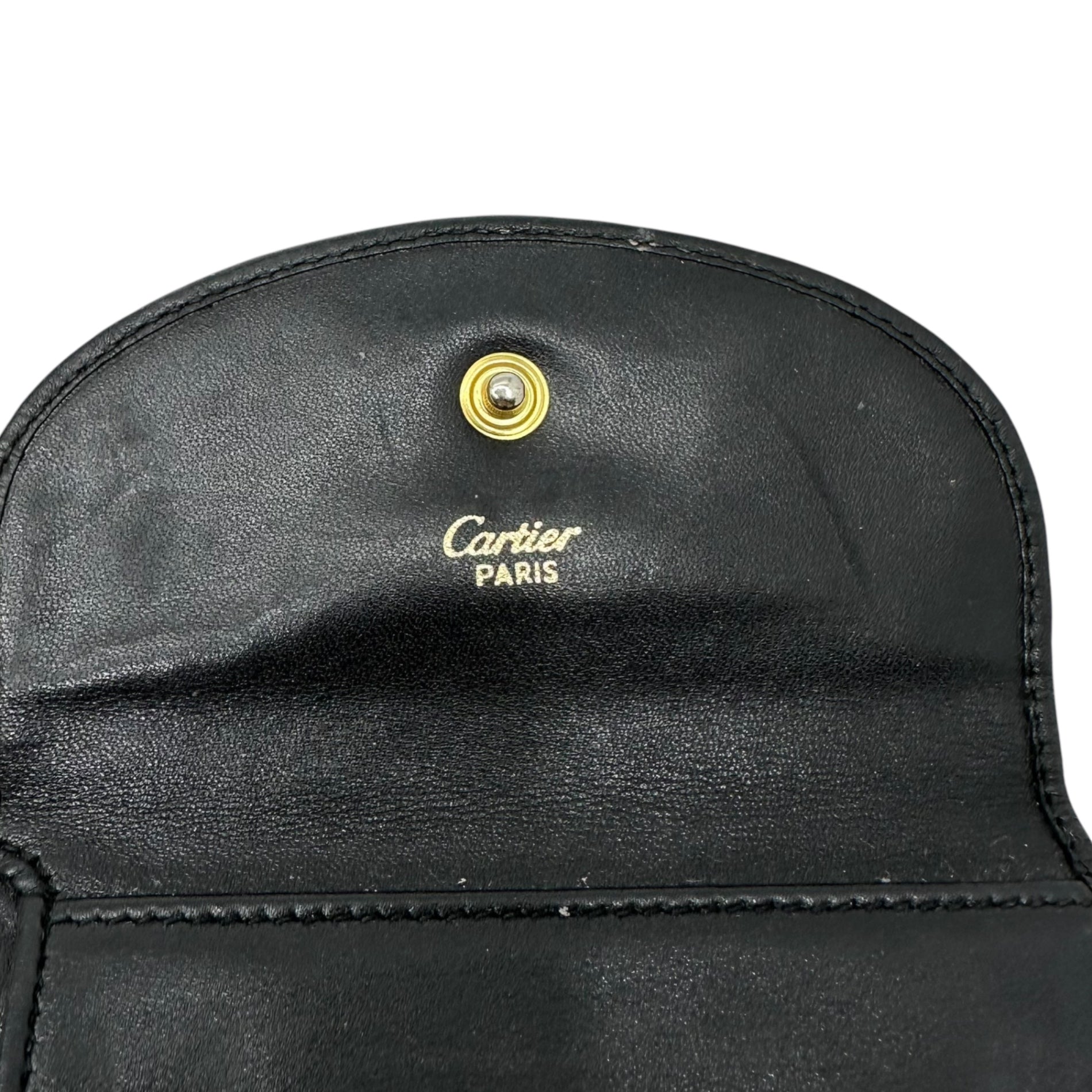 Cartier(カルティエ) Vintage gold logo gold hardware trifold wallet ヴィンテージ ゴールド ロゴ 金具 3つ折り 財布 ブラック