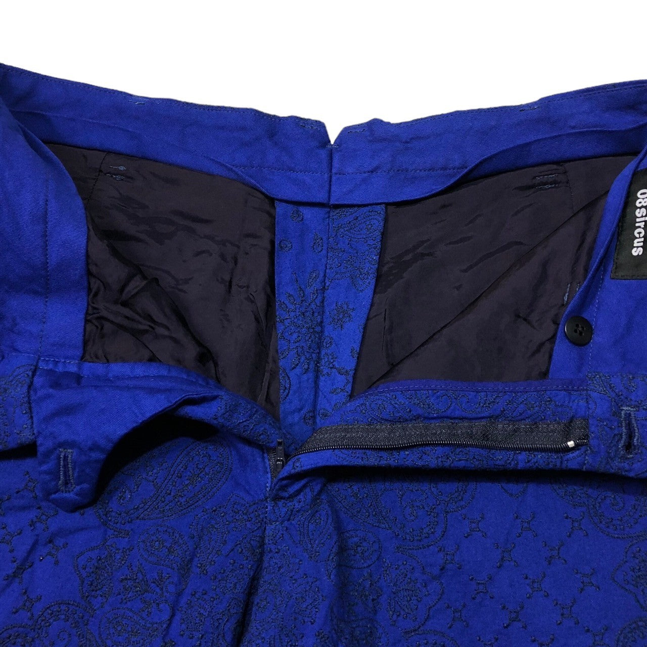 08sircus(08サーカス) 14SS Indian Embroidery Shorts インディアン 刺繍 ショーツ ハーフパンツ 14SM-PT19 SIZE 2/48 ブルー×ブラック