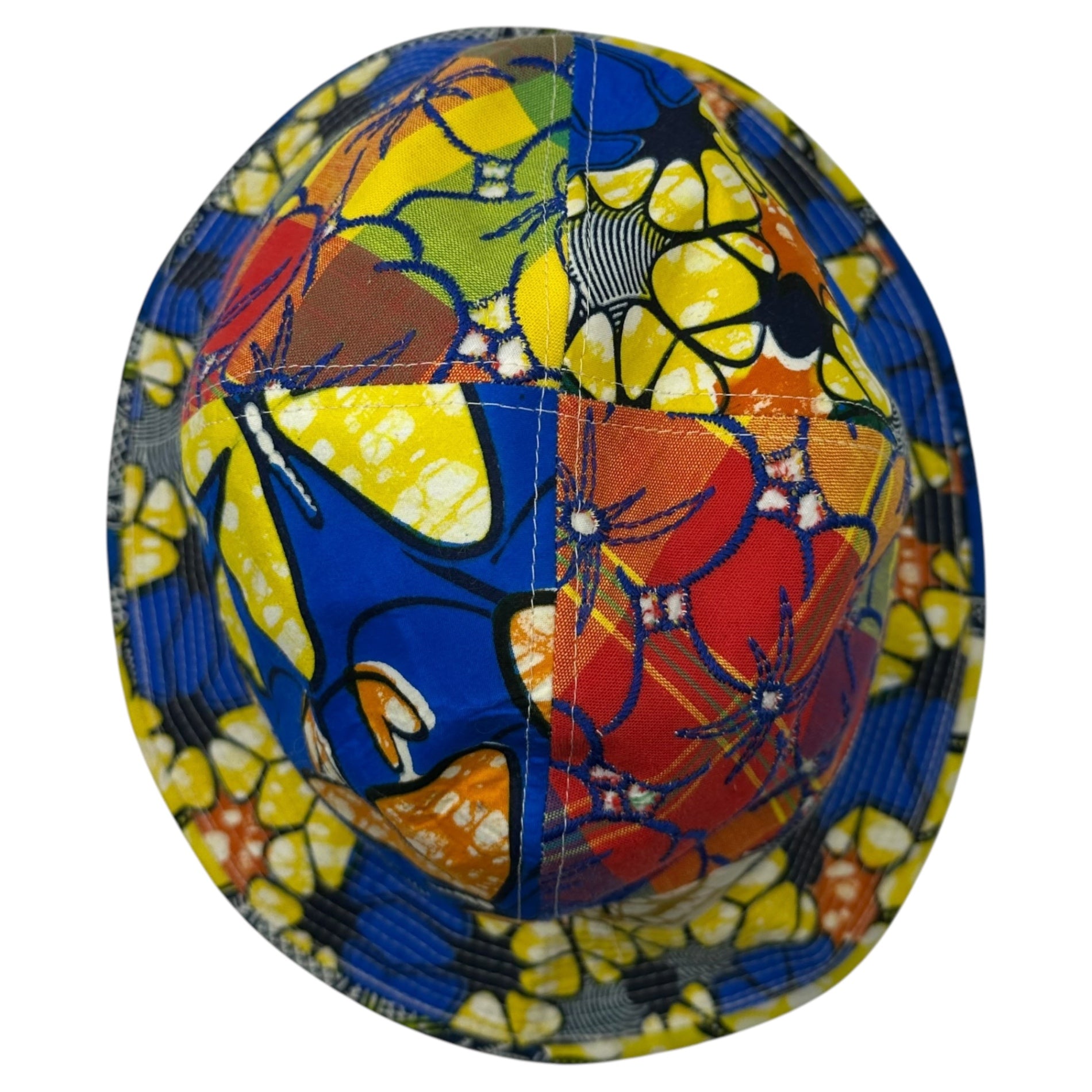 COMME des GARCONS SHIRT(コムデギャルソンシャツ) Anarchy Flower Print Embroidered Hat アナーキー フラワー プリント 刺繍 ハット S20647 L ブルー×イエロー 花 蝶々 帽子