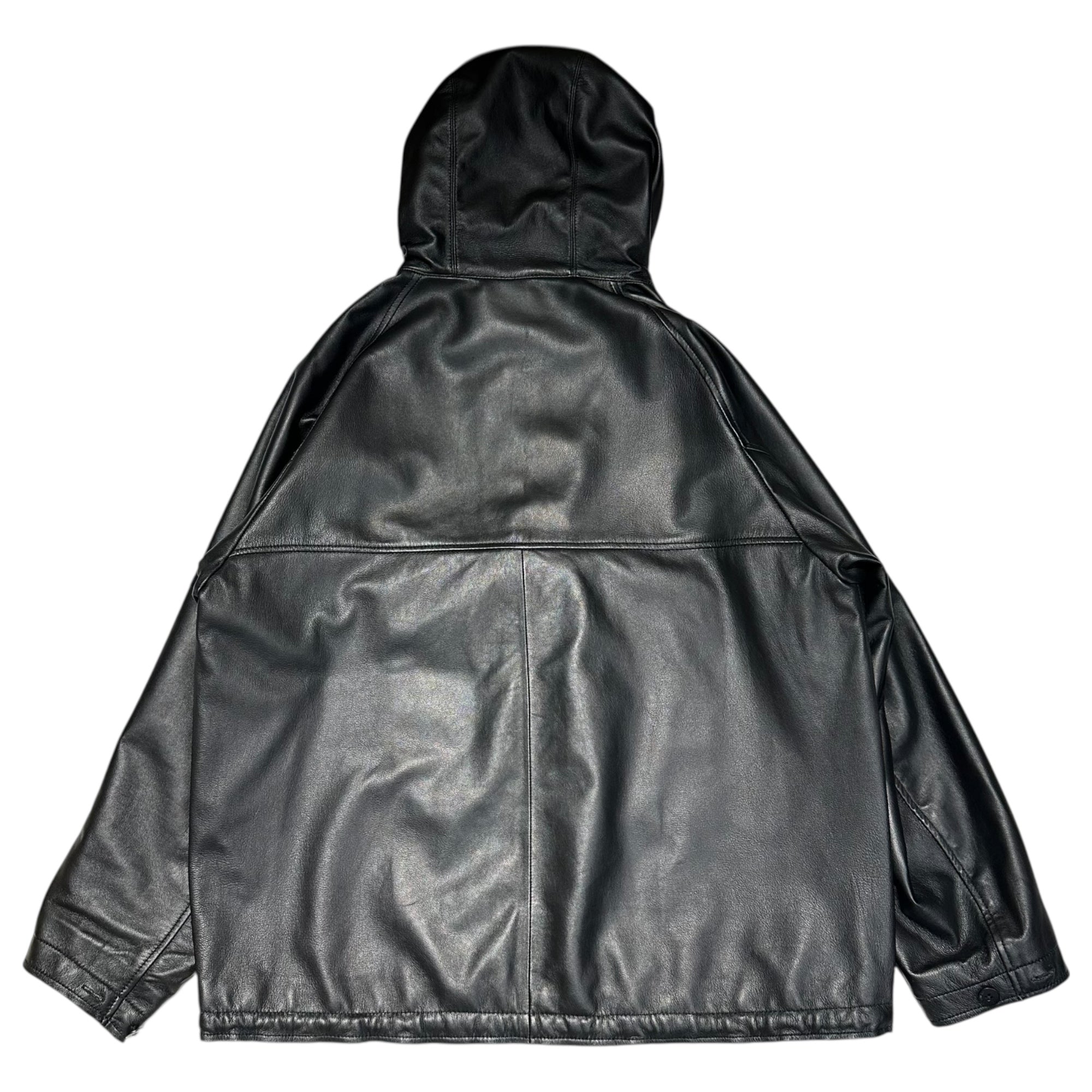 SandWaterr×CCU(サンドウォーター×シーシーユー) ORGANIZED HOODED PULLOVER / SHEEP LEATHER オーガナイズド フーデッド プルオーバー シープ レザー SW-J0303 M ブラック 参考定価99,000円