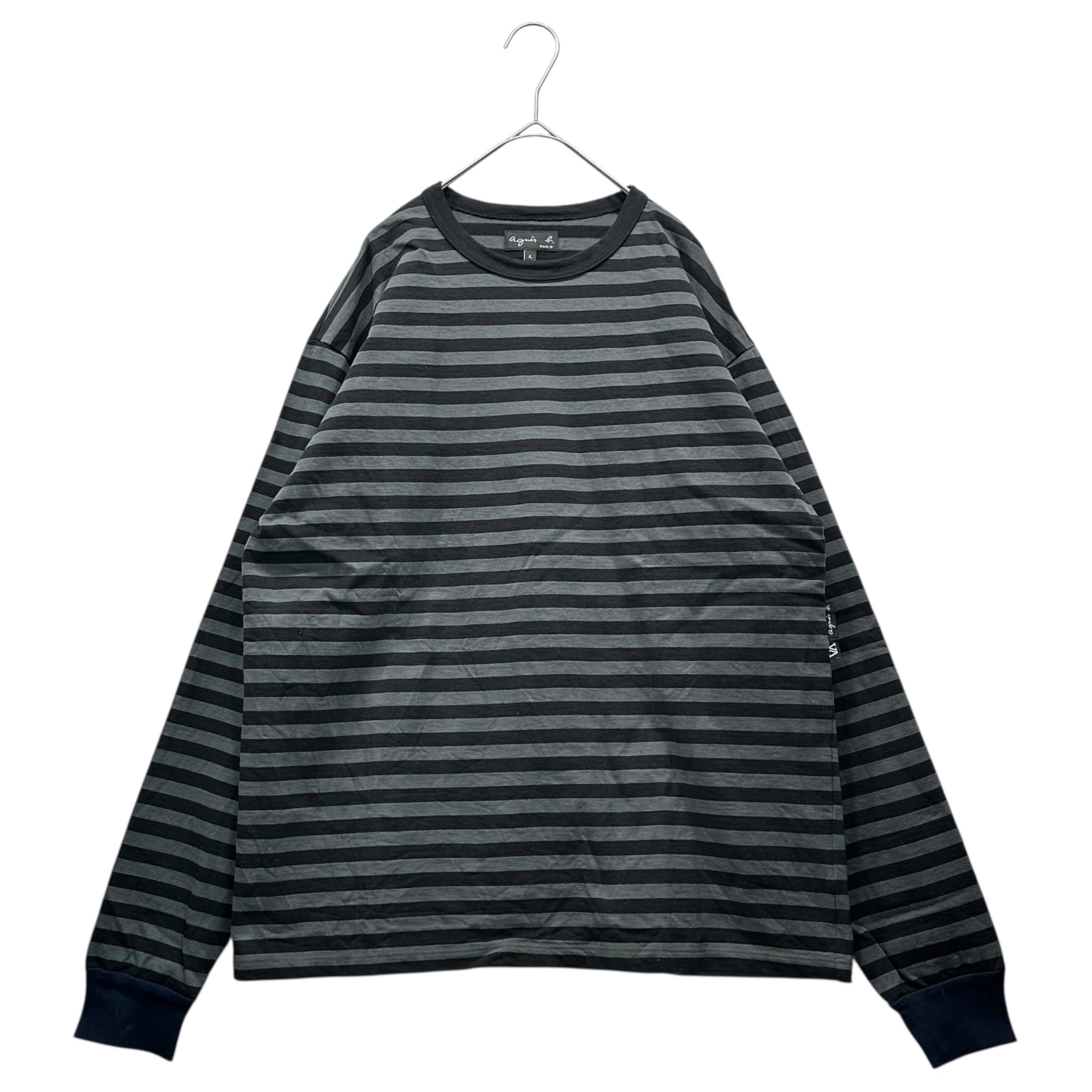 V.A. Fragment × agnes b.(フラグメント × アニエスベー) Border Crew Neck L/S T-Shirt ボーダー クルーネック 長袖 Tシャツ ロンT EDA1J008 H24 L グレー×ブラック