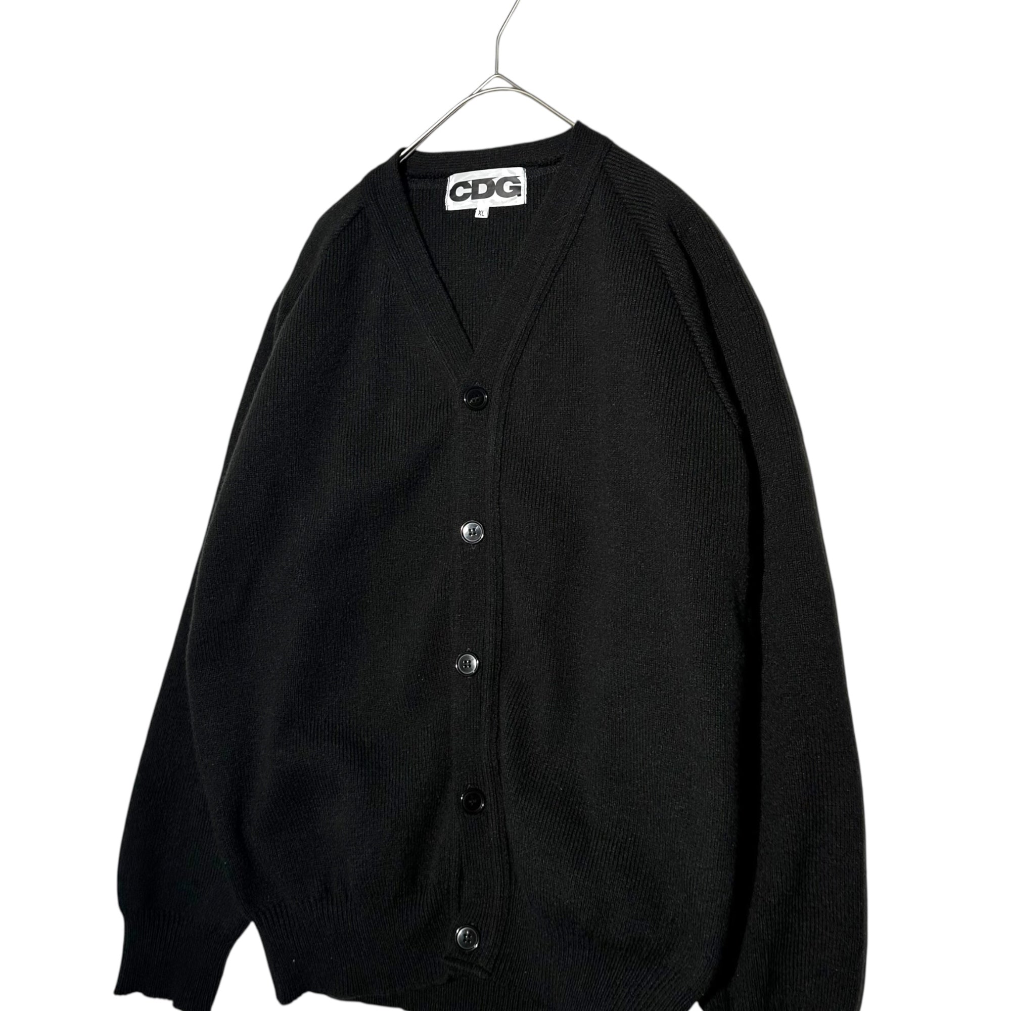 COMME des GARCONS CDG (コムデギャルソンシーディージー) 24AW Back Logo Ribbed Knit Cardigan バック ロゴ リブニット カーディガン SZ-N010 XL ブラック AD2024