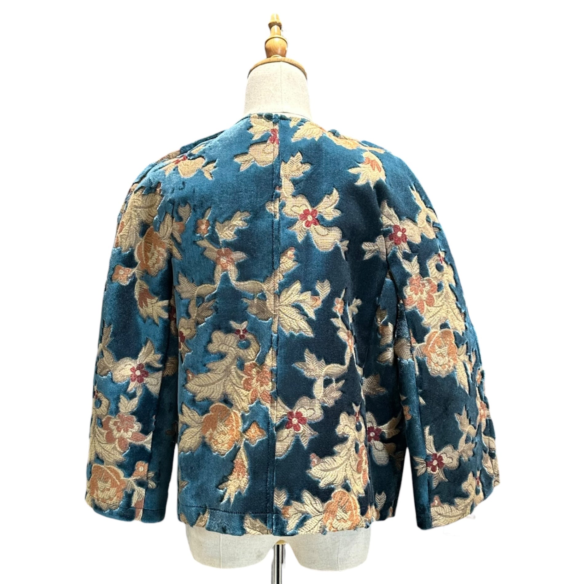 JUNYA WATANABE COMME des GARCONS(ジュンヤワタナベコムデギャルソン) 17AW Floral Velvet Jacquard Jacket 花柄 ベルベット ジャガード ジャケット JT-J048 XS ブルー×ベージュ AD2017