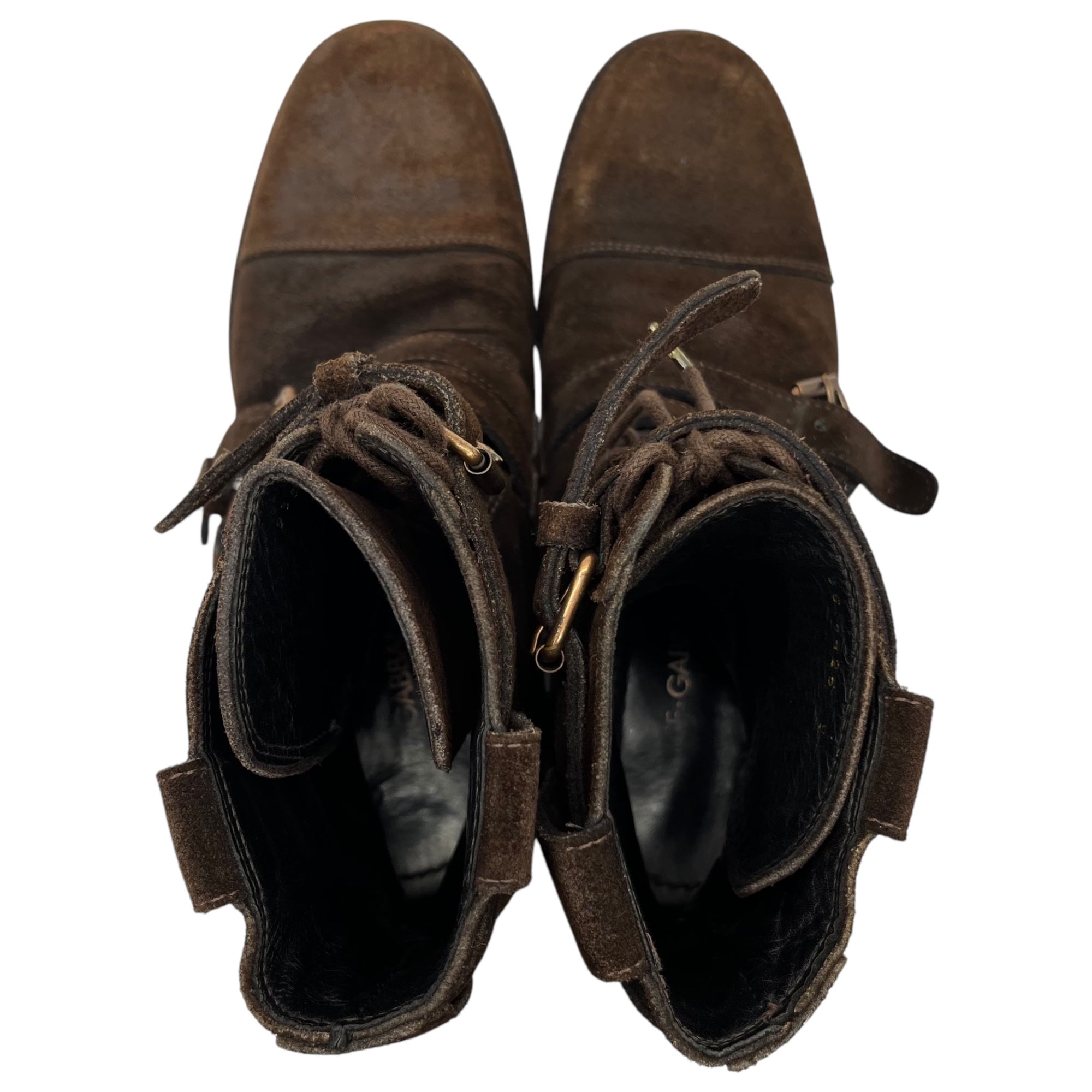 DOLCE&GABBANA(ドルチェ&ガッバーナドルガバ) suede belted boots スウェード ベルテッド ブーツ スエード ベルト 9(27.0cm程度) ブラウン