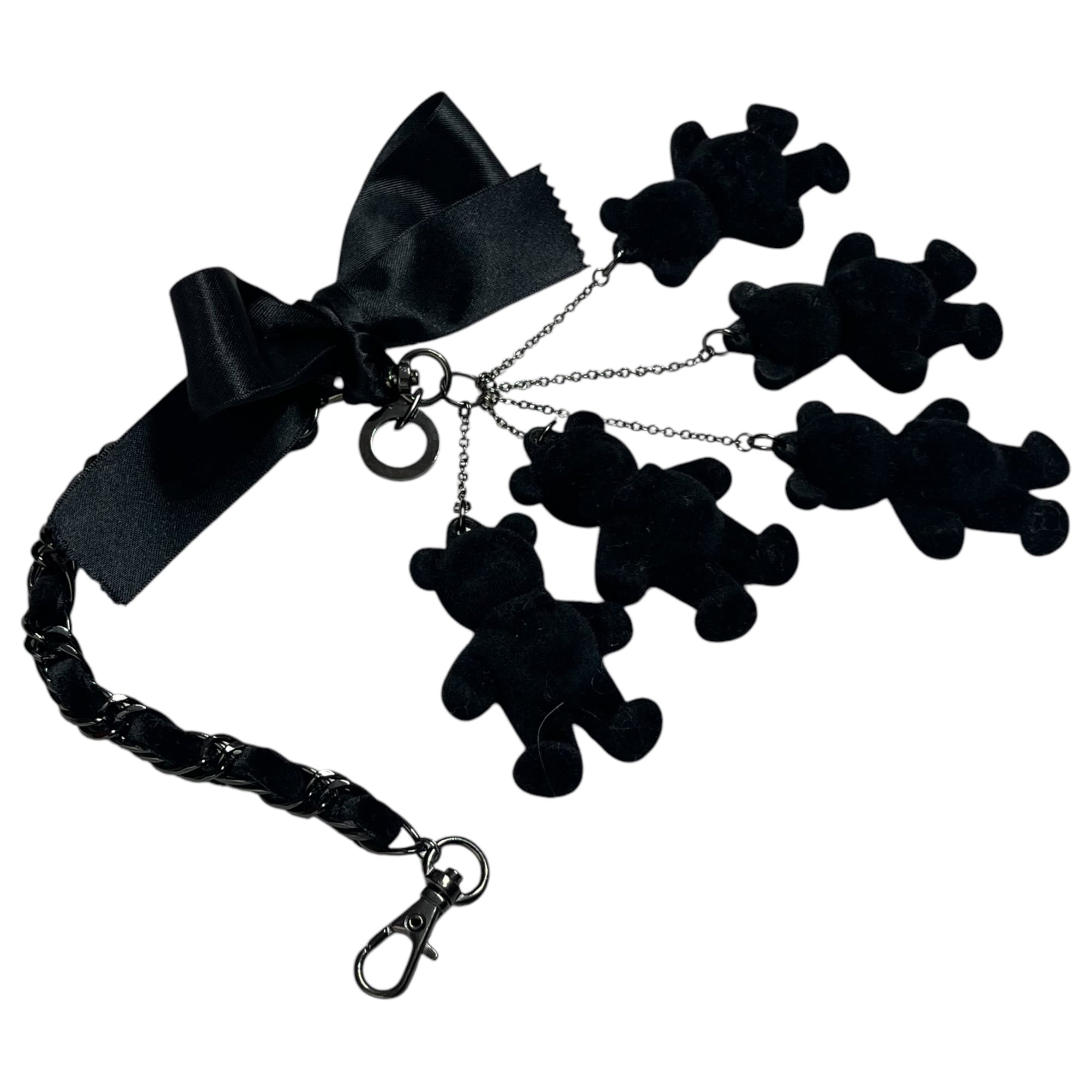 ANTEPRIMA(アンテプリマ) Velor Bear 5 Charm ベロア ベアー 5体 チャーム ブラック クマ チェーン キーホルダー