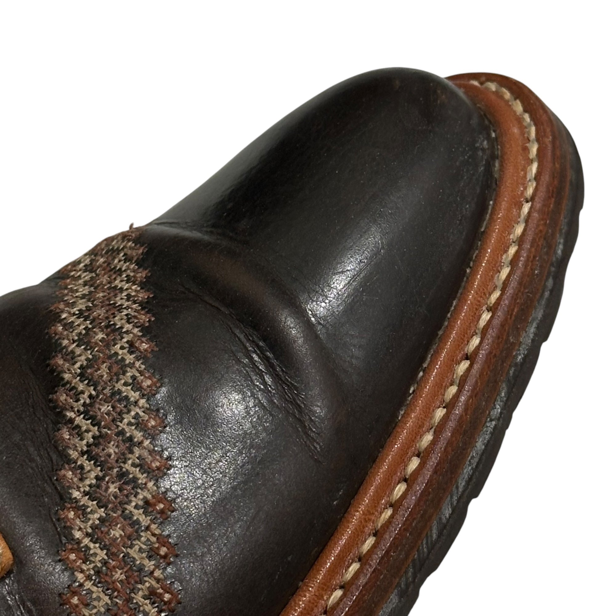 NUMBER (N)INE(ナンバーナイン) 2002AW Belt NOWHERE MAN Rabbit Fur Leather Shoes ラビットファー レザー レースレス シューズ ジョージ期 25cm ベージュ×ブラウン 革靴