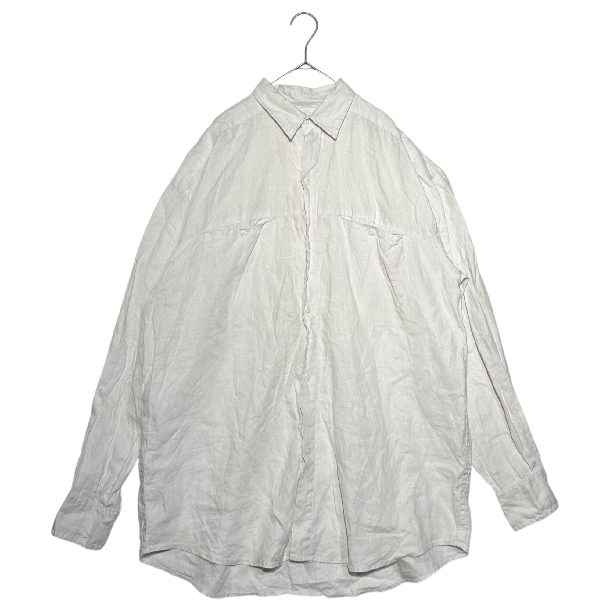 GOOUCH(グーチ) Wide silhouette long-sleeved linen shirt ワイド シルエット 長袖 リネン シャツ S ホワイト