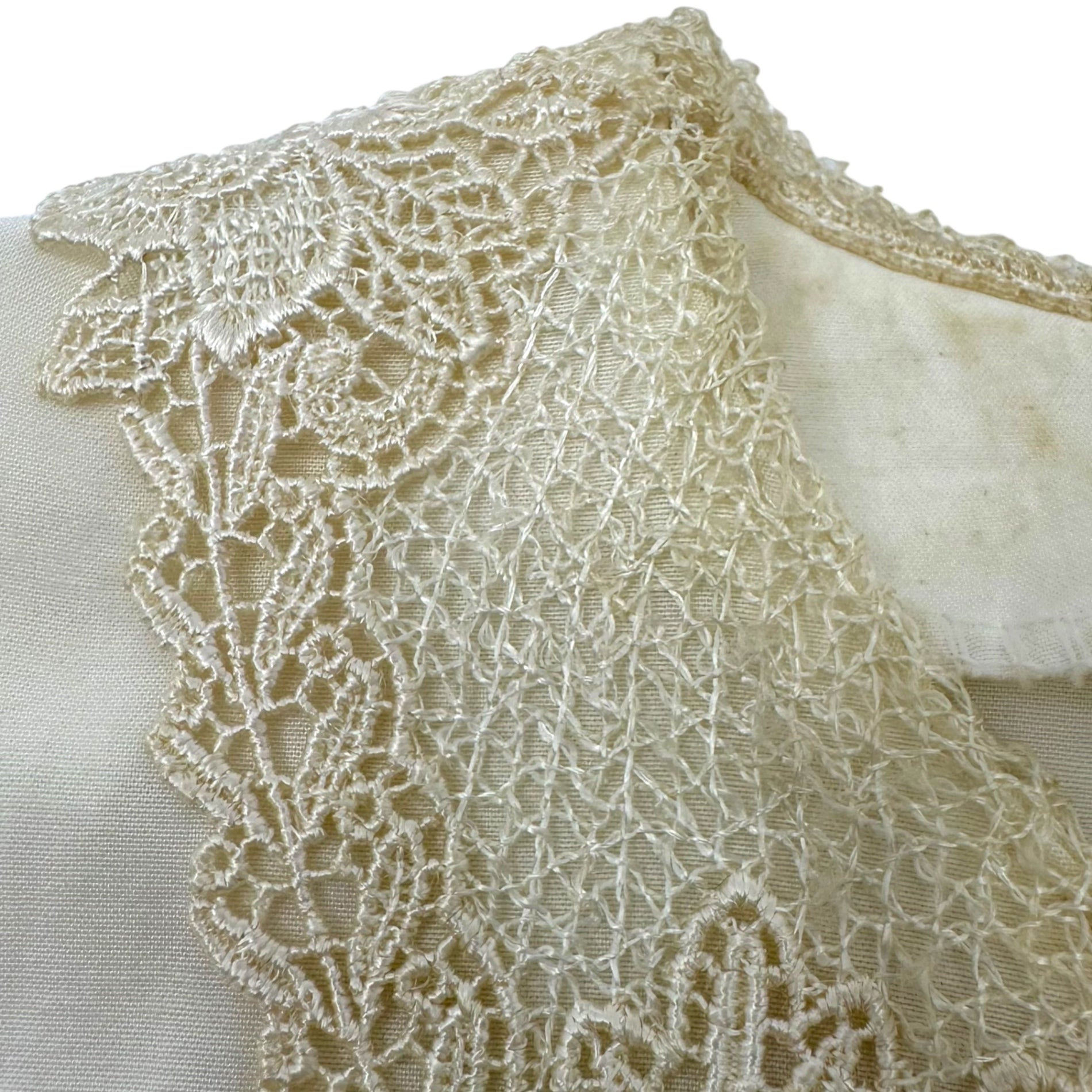 Euro vintage(ヨーロッパヴィンテージ) 50's~ beige_round collar with lace short sleeve blouse レース襟の半袖ブラウス 2(M~L程度) ベージュ